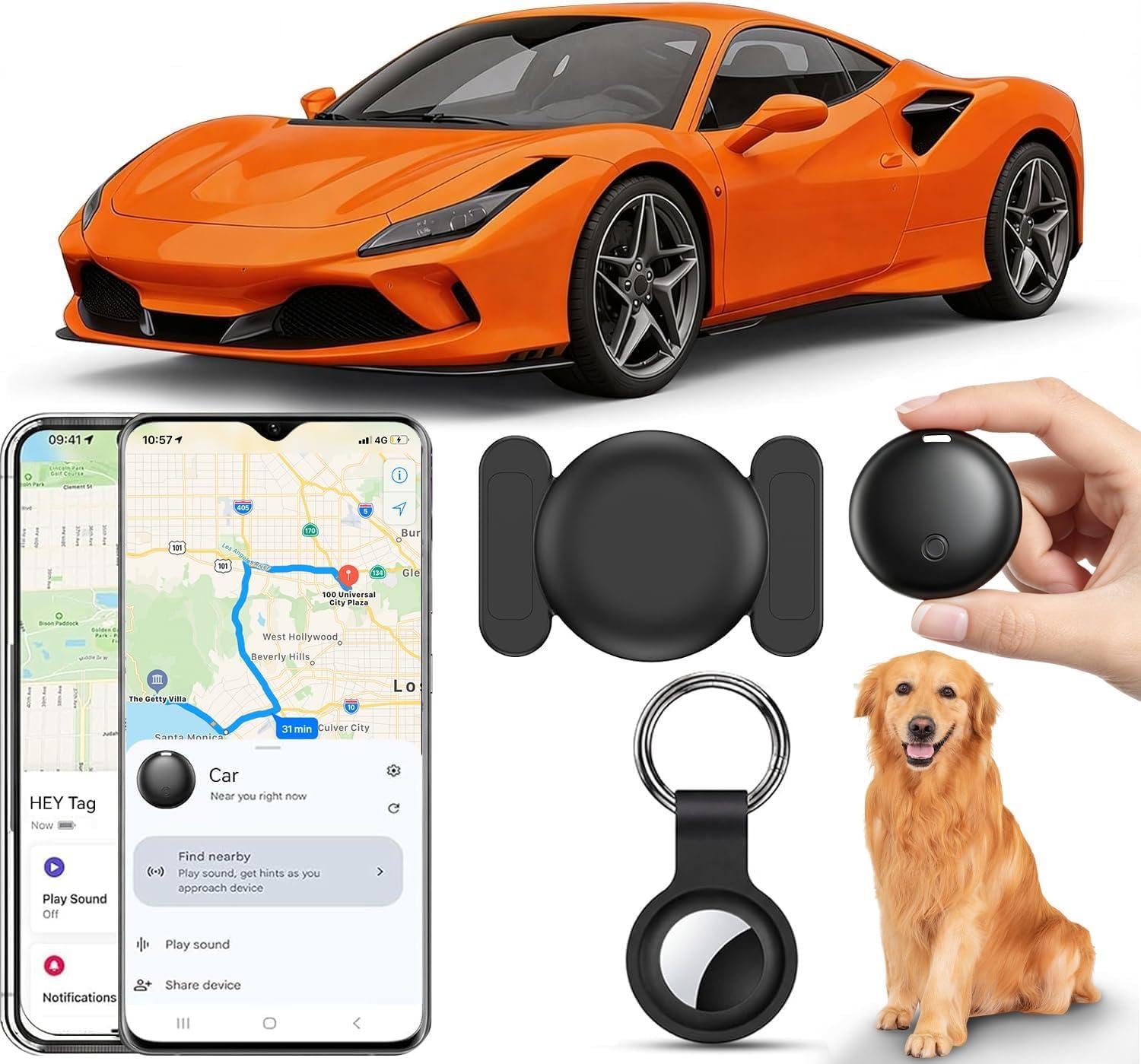 GPS Tracker Auto,2026 Magnetico Localizzatore gps per Auto Air Tracker Android e IOS, Nascosto SIM senza abbonamento, IP68 Impermeabile Bluetooth Smart Tag Per Veicoli,Chiave e Bagagli