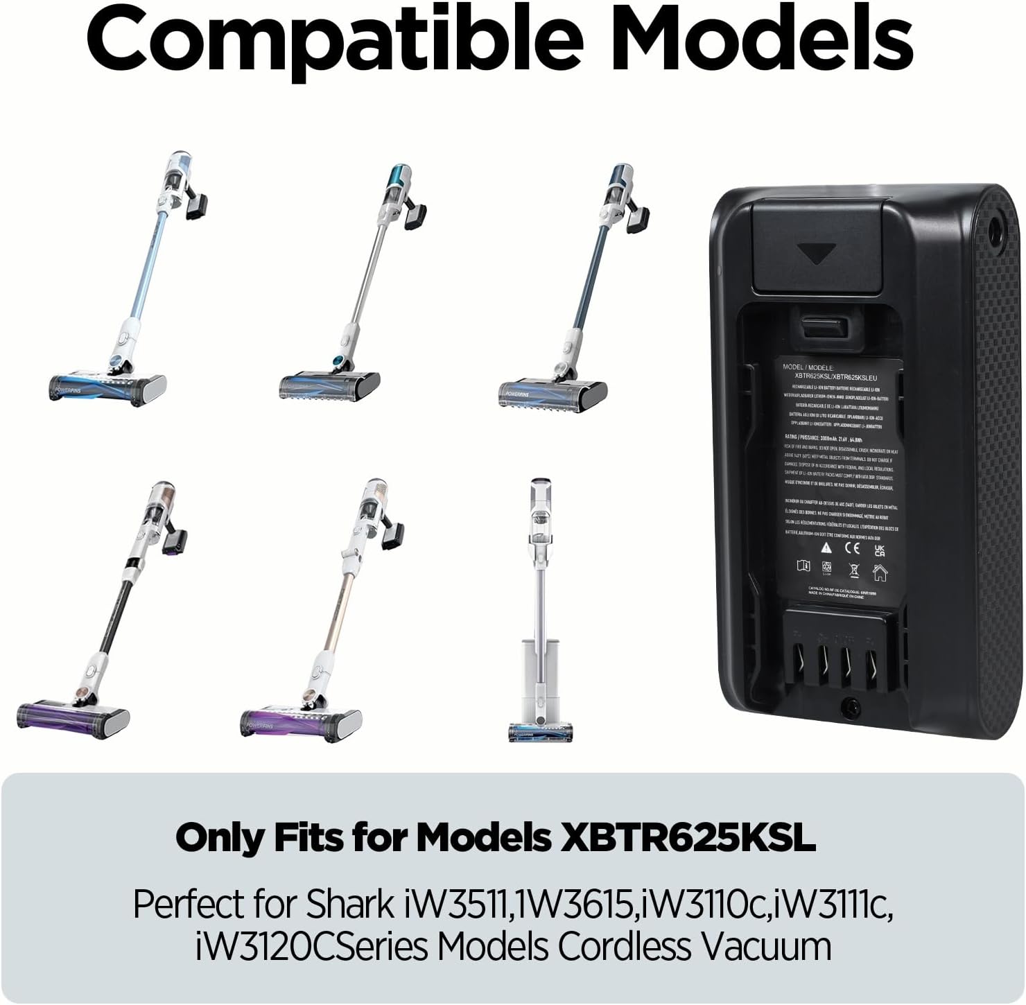XBTR625KSLN Replacement Battery for Shark IW3511, IW3615, IW3110C, BU3521, BU3523 Series Cordless Vacuum Cleaner