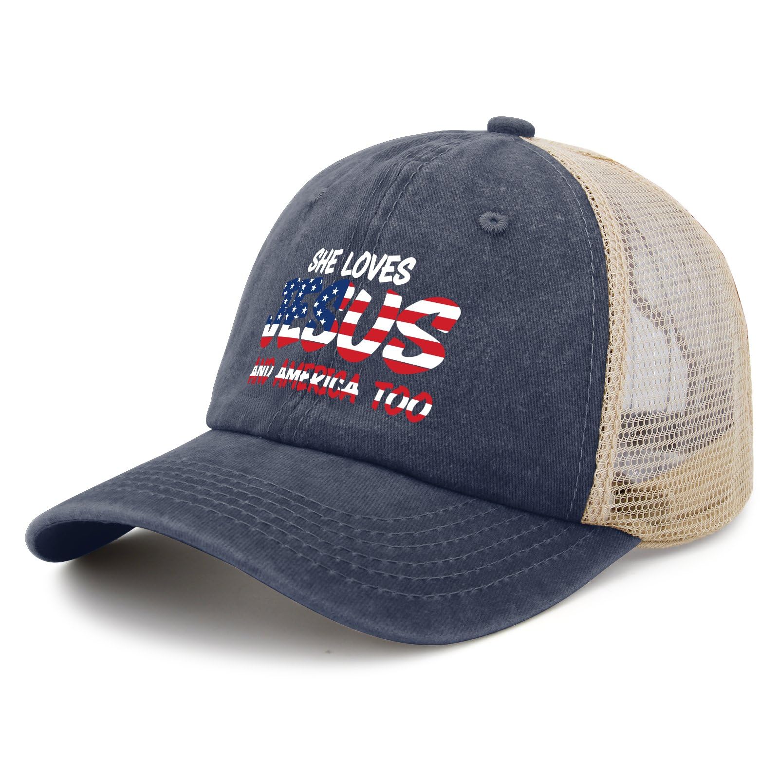 She Loves Jesus and America Too Sun Hats Cycling Cap for Her