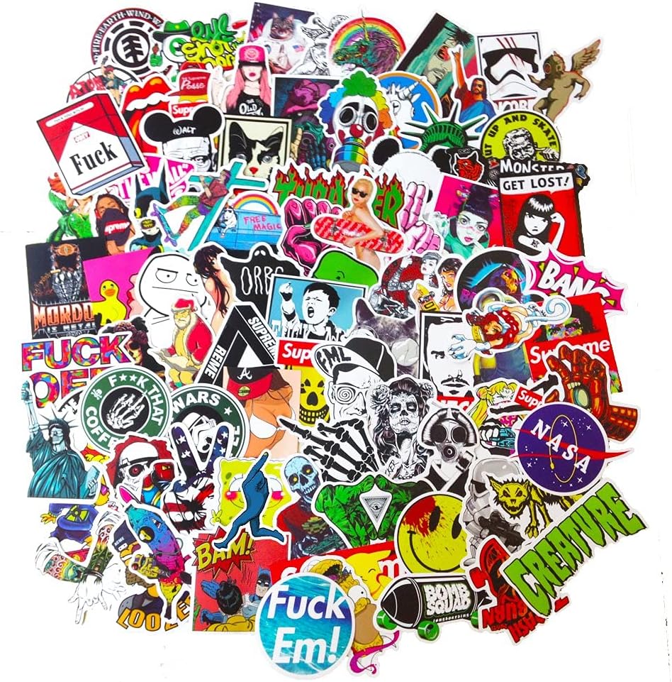 DreamerGO Cool Graffiti Stickers 100 Pieces Various Car Motorcycle Bicycle Skateboard Laptop Luggage Vinyl Sticker Graffiti Laptop Luggage Decals Bumper Stickers