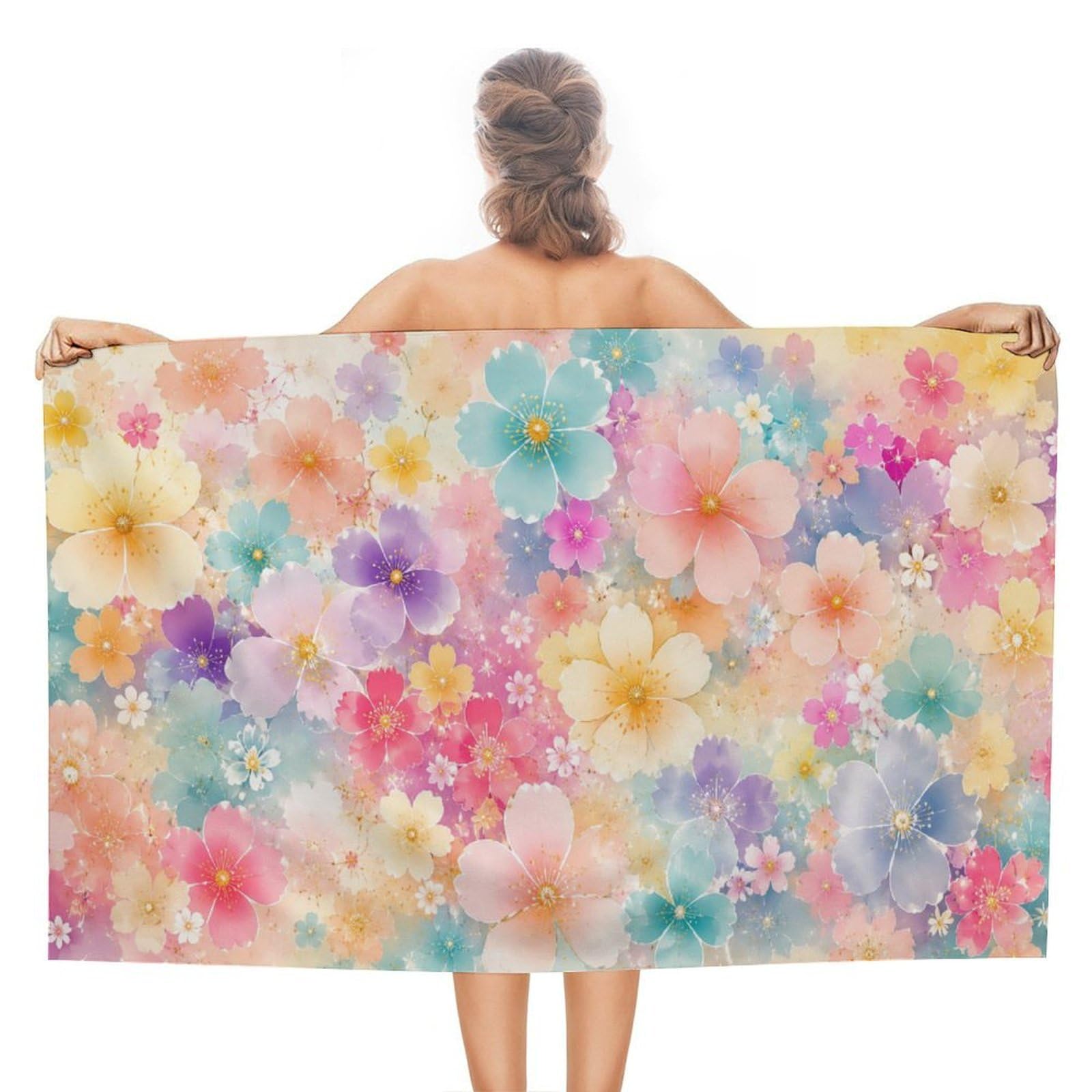 Anceky Floral Watercolor Oversized Beach Towel Quick Dry Sand Free Microfiber Travel Towel Lightweight Multi Purpose Beach Blanket Pool Gym Bath Towel 51x31 in