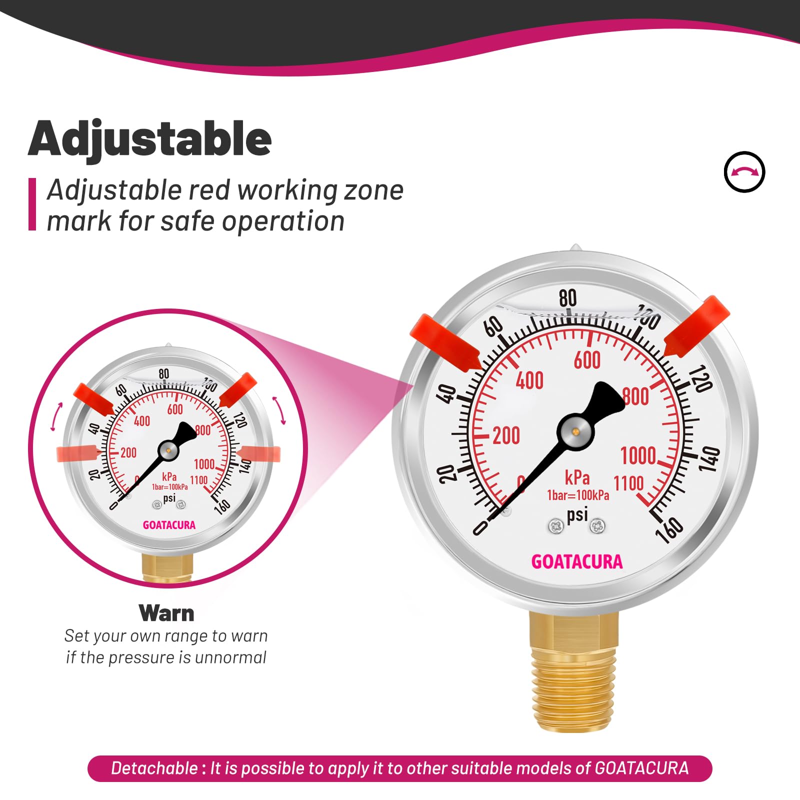 Pressure Gauge 0-160PSI - Stainless Steel -4