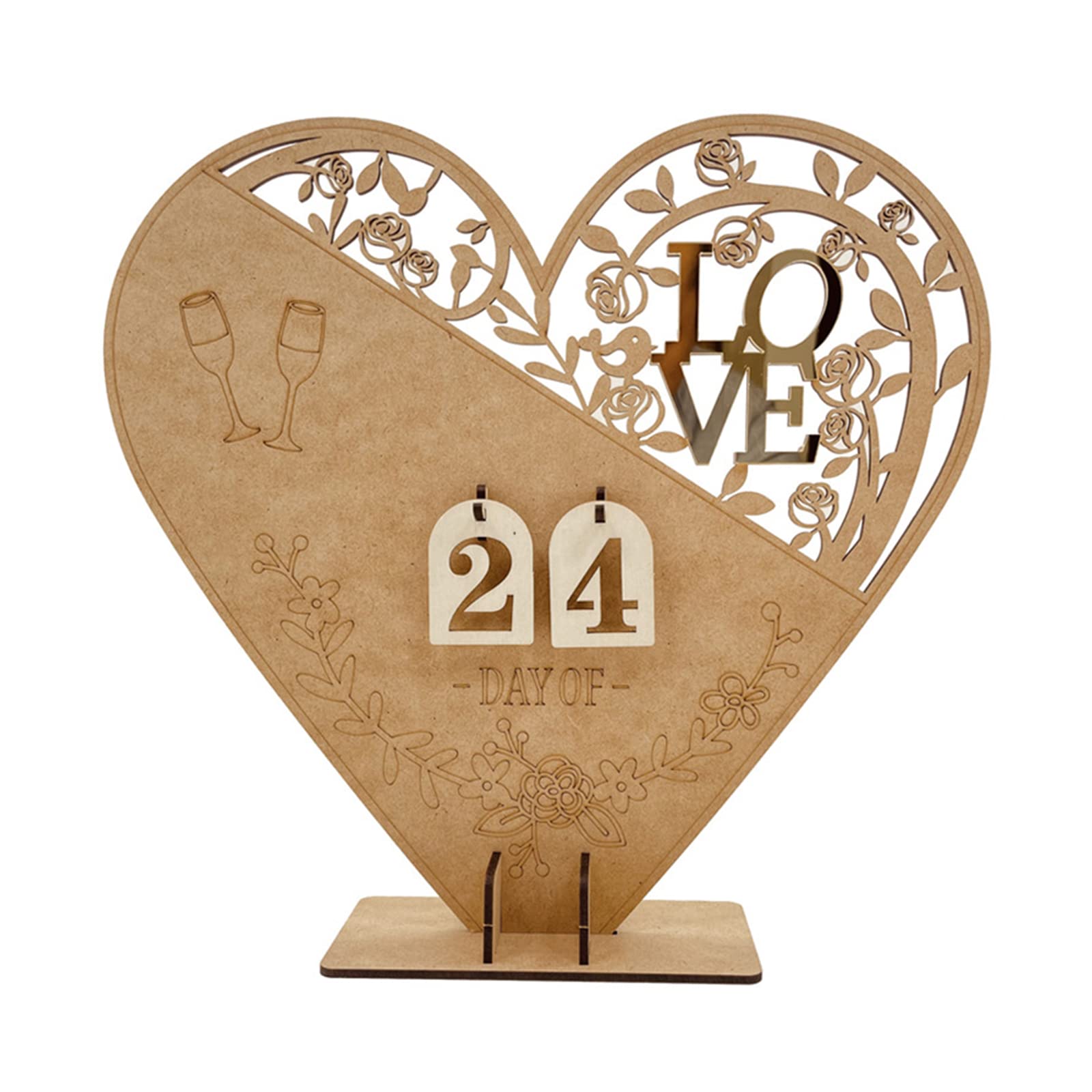 Kalttoy 1Set Wood Wedding Countdown Calendar Holiday Party Background Supplies for Wedding New Year Festival Party Decoration Countdown Calendar