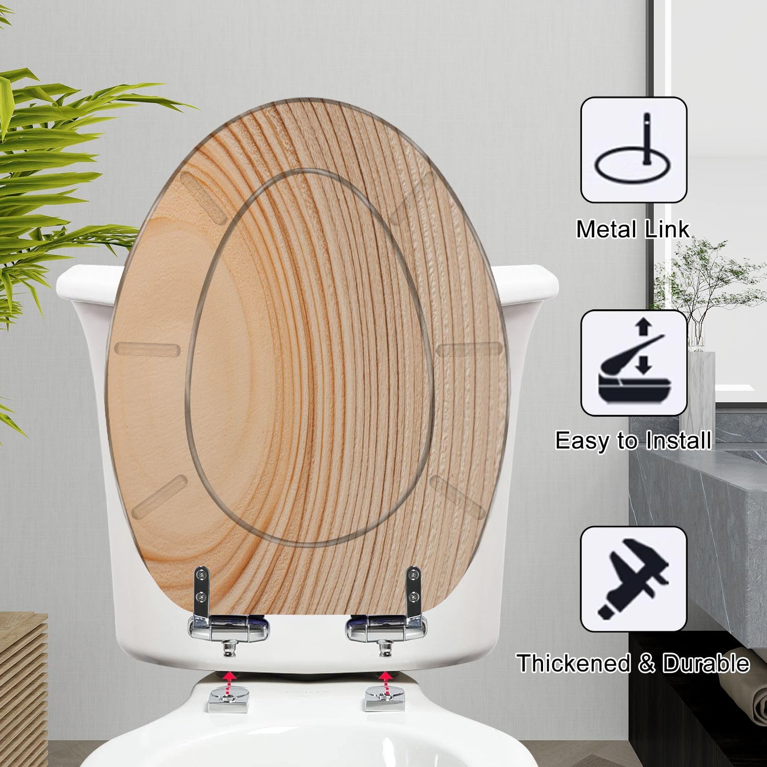 Asiento de inodoro alargado de resina para baño