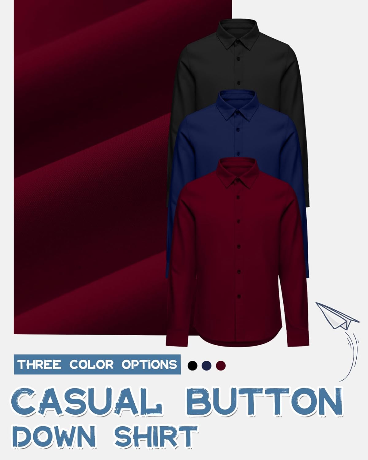 3 Pack Boy's Long Sleeve Dress Shirts Kids Casual Button Down Shirt Boys Solid Button Up School Uniform Tops - Image 2