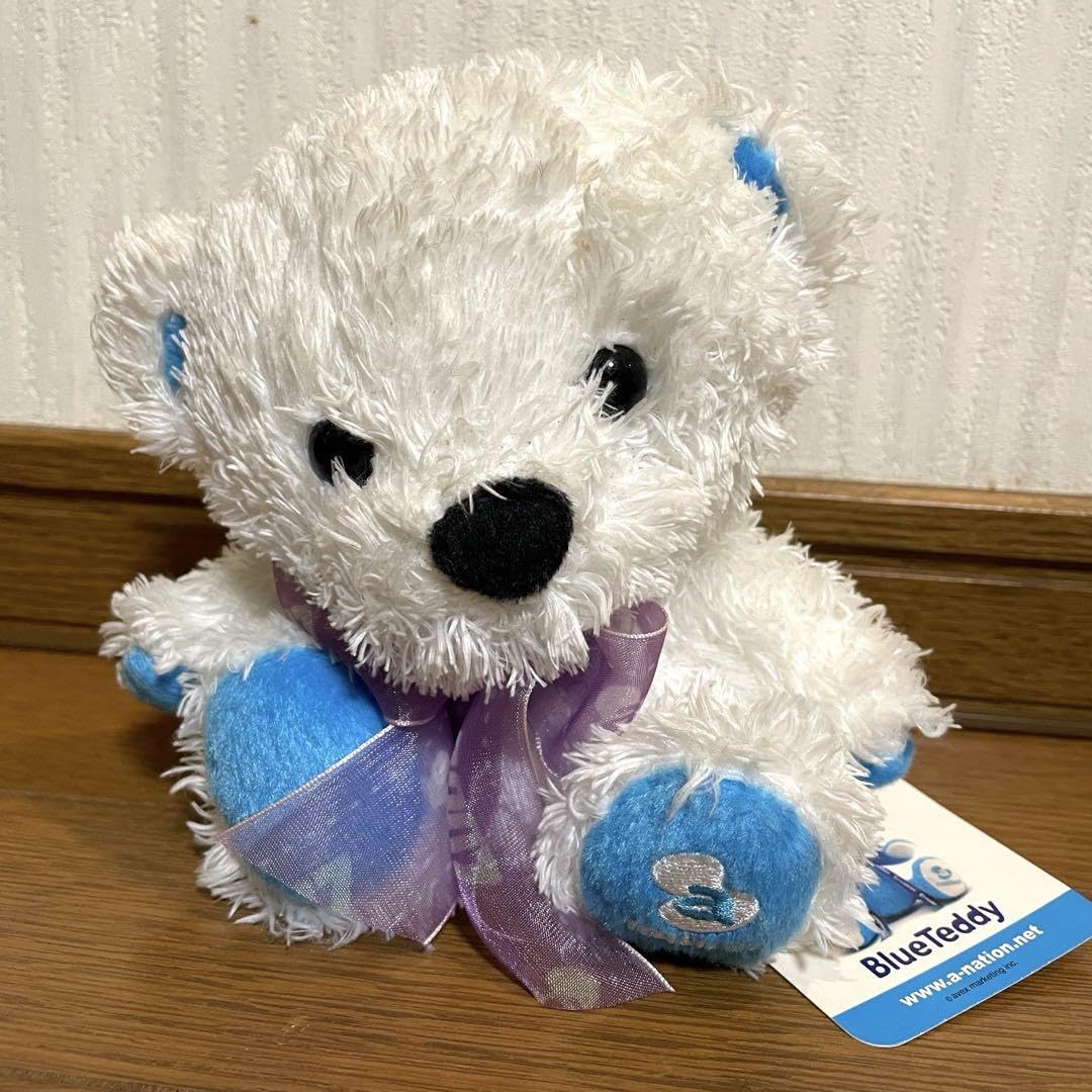 Amazon.co.jp: a-nation ブルーテディ テディベア ぬいぐるみ クマ 白