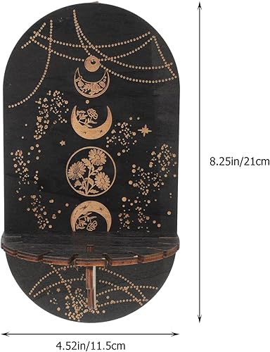 Miniatura 7 de Operitacx Estante de exhibición de cristal de madera soporte de cristal montado en la pared soporte de bruja para decoración de habitación de brujas