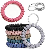 ULUEXEZA 7-Pack Stretchy Spiral Coil Wrist Keychains - Waterproof Key Holders for Gym, Sauna, Sports & Outdoors