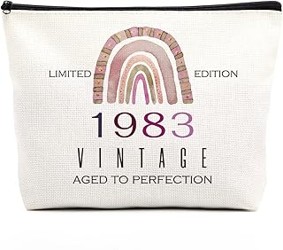 40th Birthday Gifts Women Makeup Bag 40th Birthday Decorations Women Boho Rainbow 40 Year Old Birthday Gifts for Women Her Female Mom Aunt Friend Sister Bestie Teacher Limited Edition 1983 Vintage