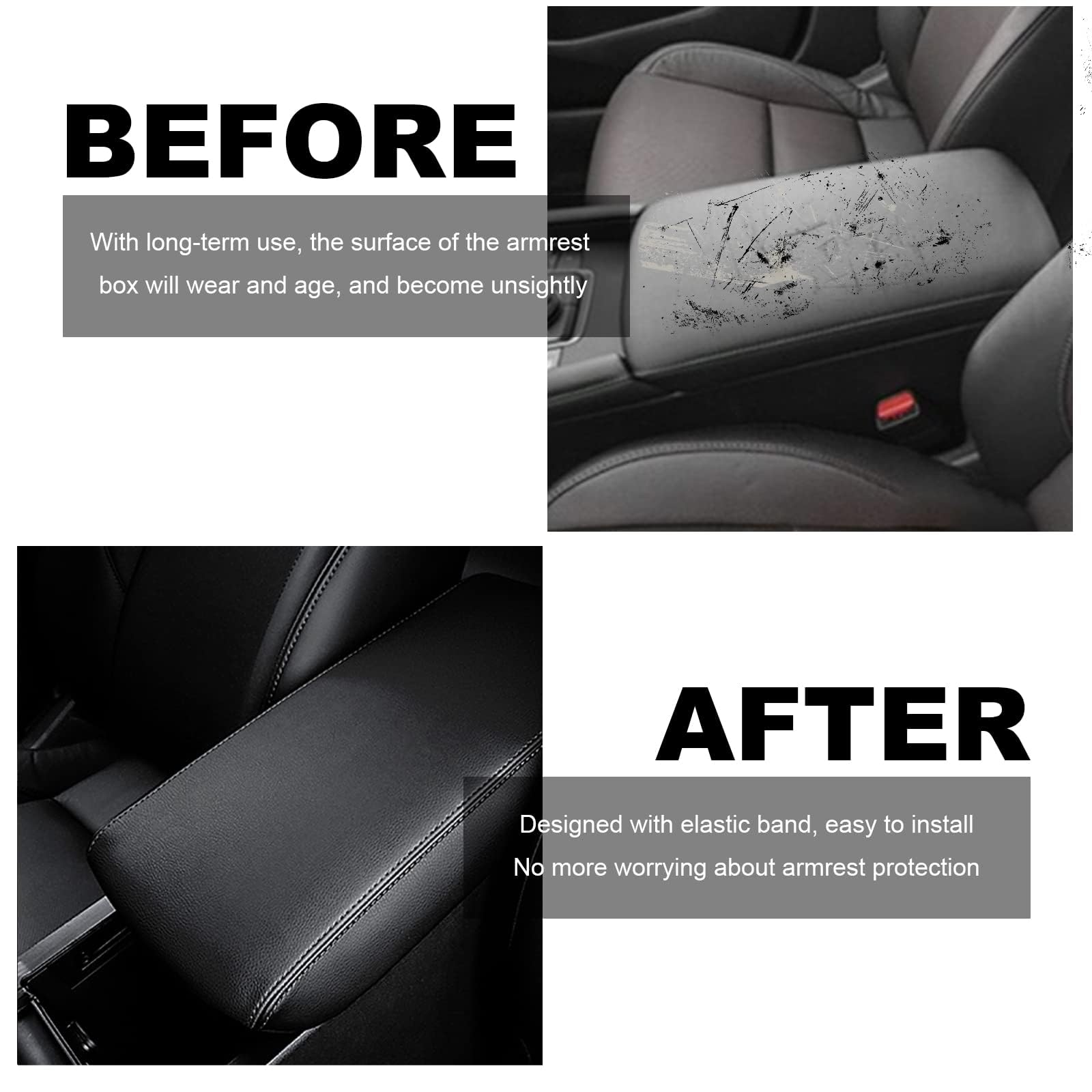 Copertura per Bracciolo Centrale Audi Q3 2019-2022, Protezione Console Centrale, Nero, Poliuretano (PU), Fibra di Carbonio