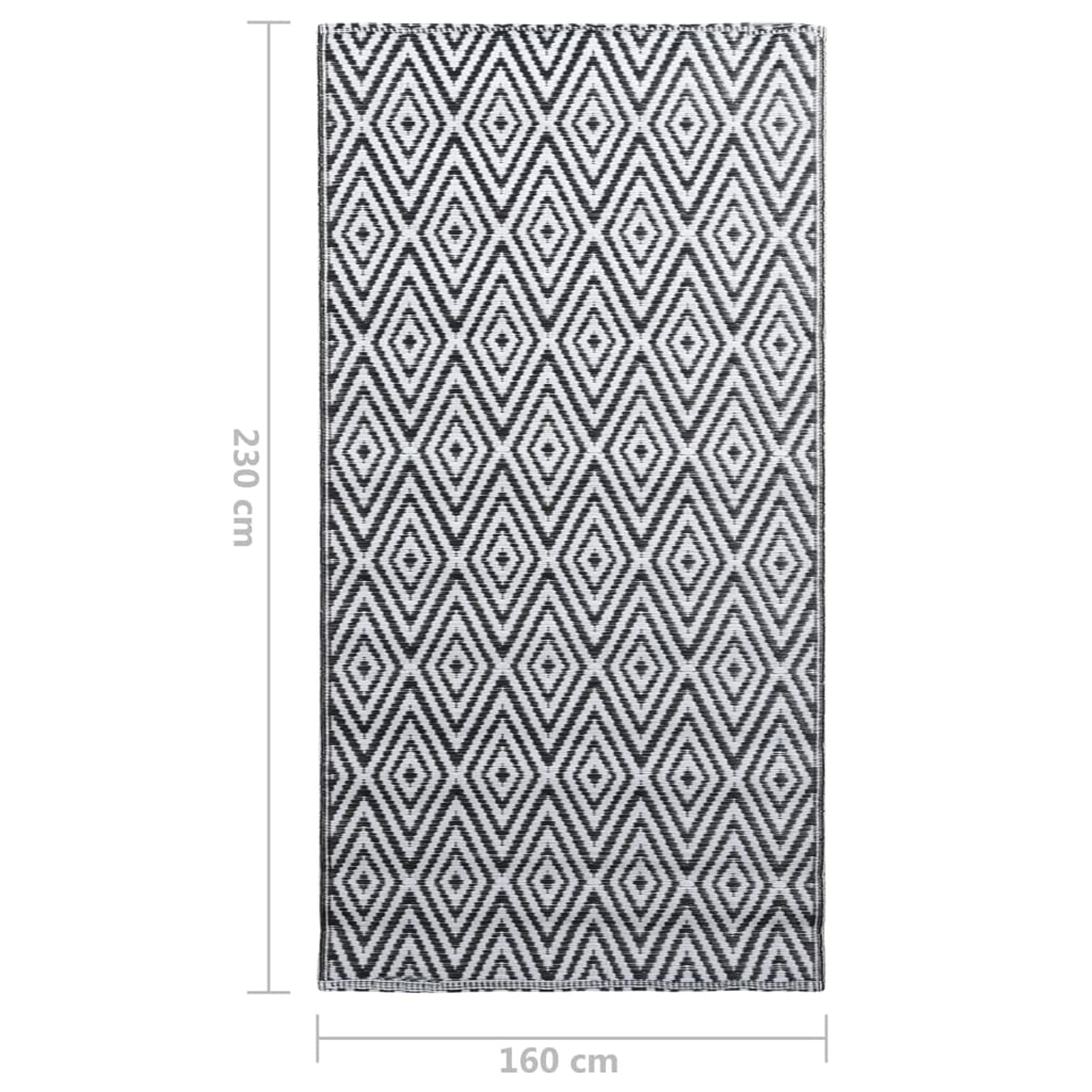 Tidyard Tappeto per Esterno Terrazza Balcone Tappeto Cucina,Resistente alle intemperie e ai Raggi UV,Tappeto per Interni ed Esterni,160 x 230 cm,Colore Bianco e Nero