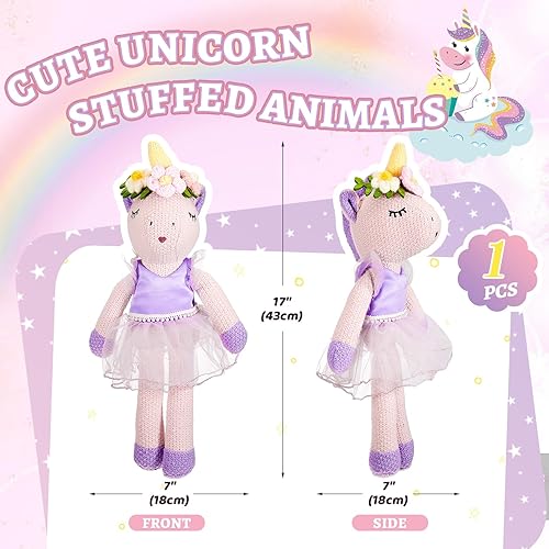 Miniatura 2 de Shappy Animales de peluche de unicornio de Navidad de 17 pulgadas, de lana, bailarina, unicornio, bailarina, juguetes para niñas, regalo de