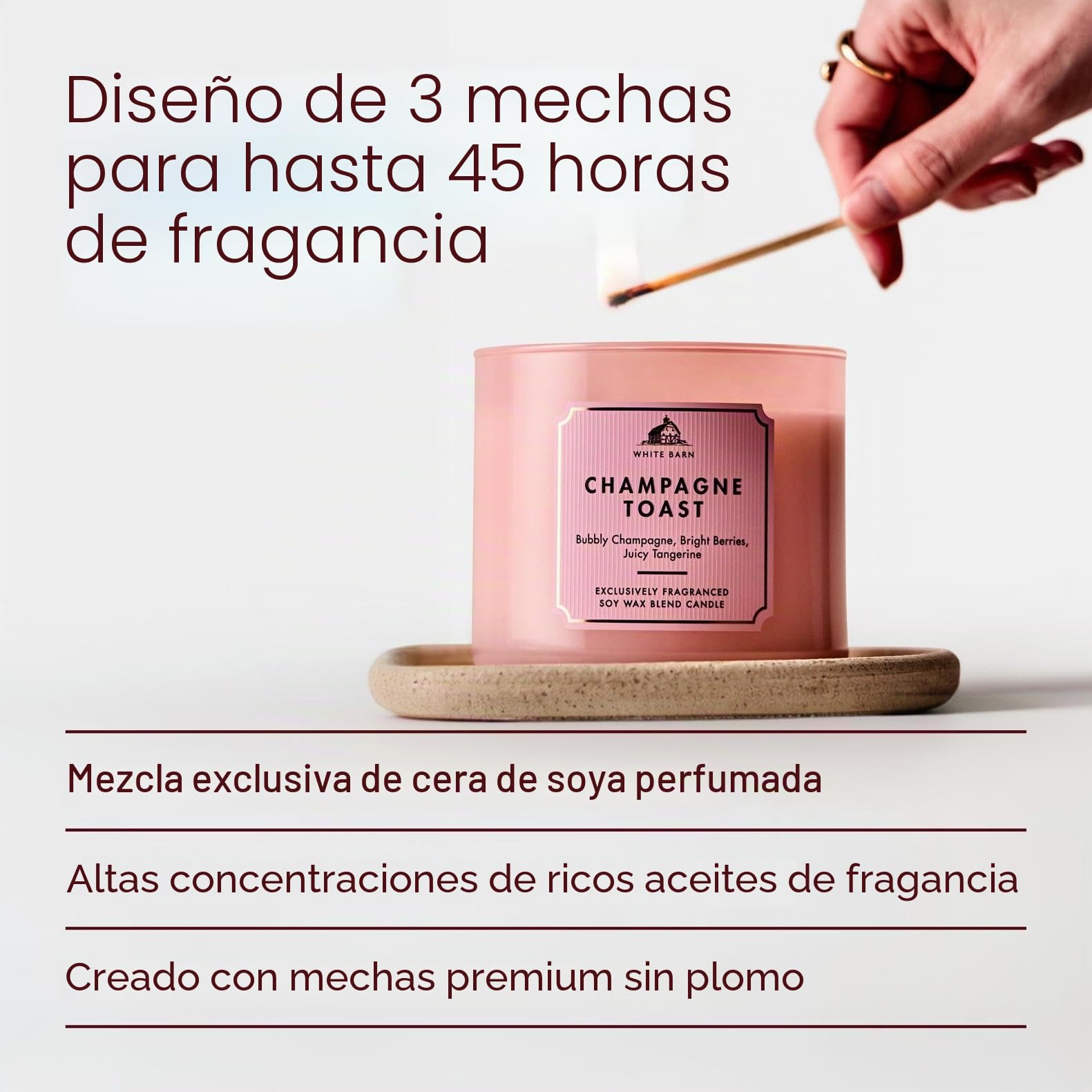 Bath & Body Works Vela perfumada de 3 mechas Champagne Toast, 411 g