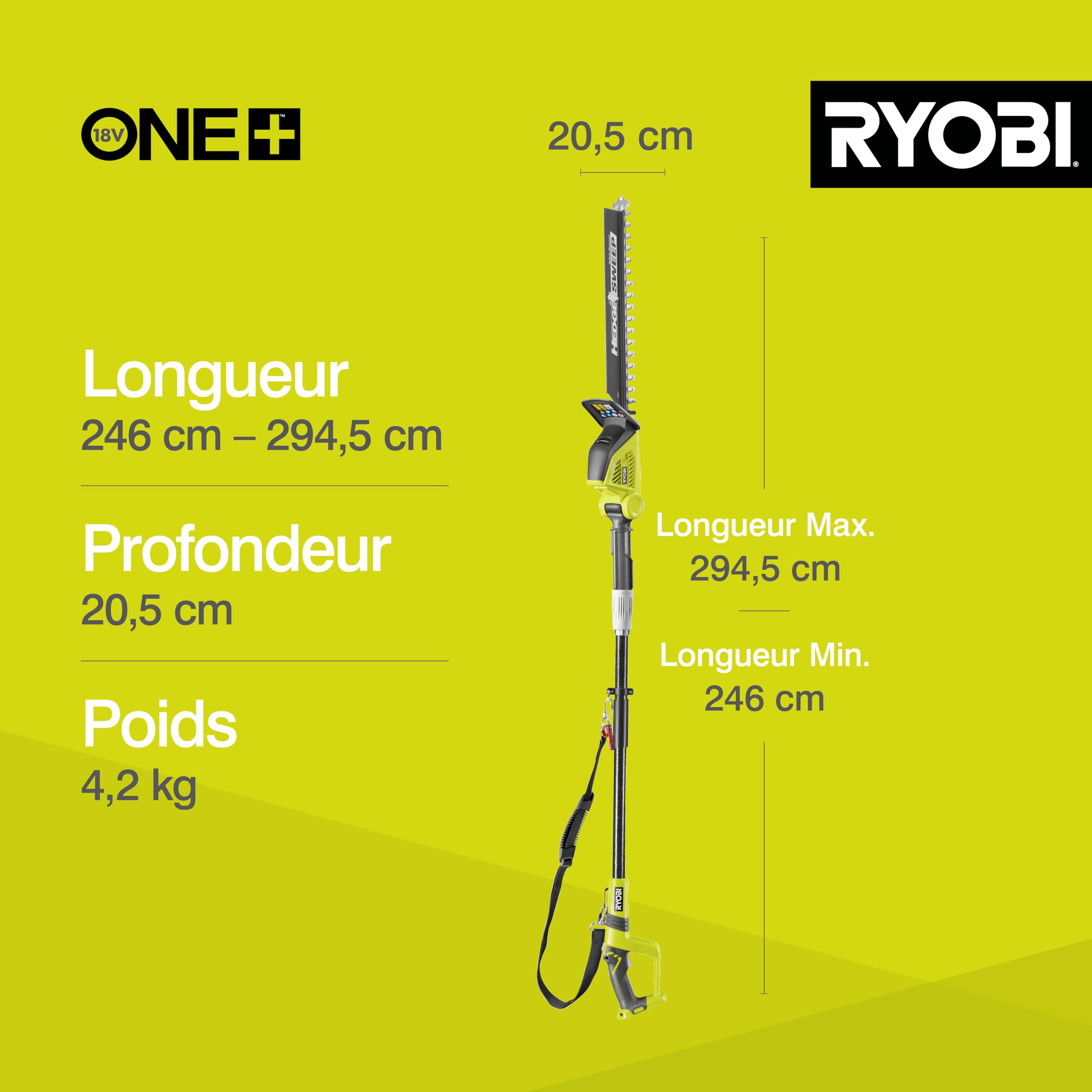 RYOBI - Taille-Haies sur Perche 18 Volts One+™ + Extension (sans Batterie) - OPT1845