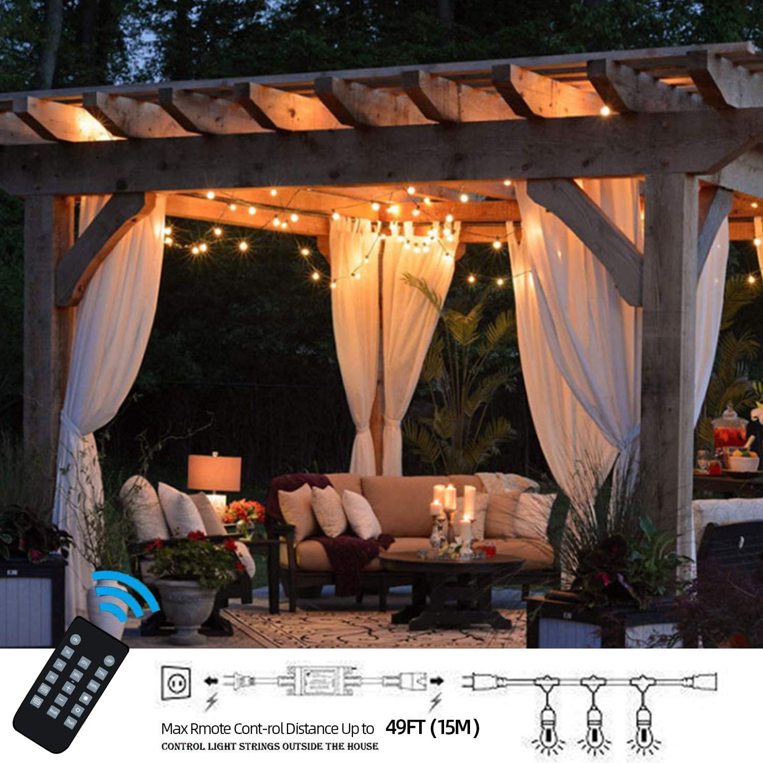 Outdoor dimmer for String Lights, Svater 360W dimmer Switch,Auto On/Off, Stepless dimming