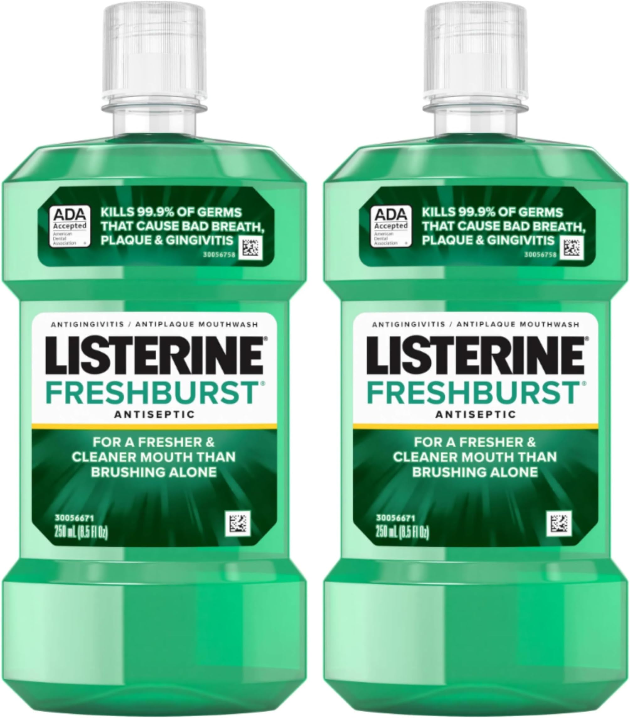 Listerine Freshburst Antiseptic Mouthwash for Bad Breath, Kills 99% of Germs that Cause Bad Breath & Fight Plaque & Gingivitis, ADA Accepted Mouthwash, Spearmint, 8.5 Fl. Oz (250 mL) (Pack of 2)