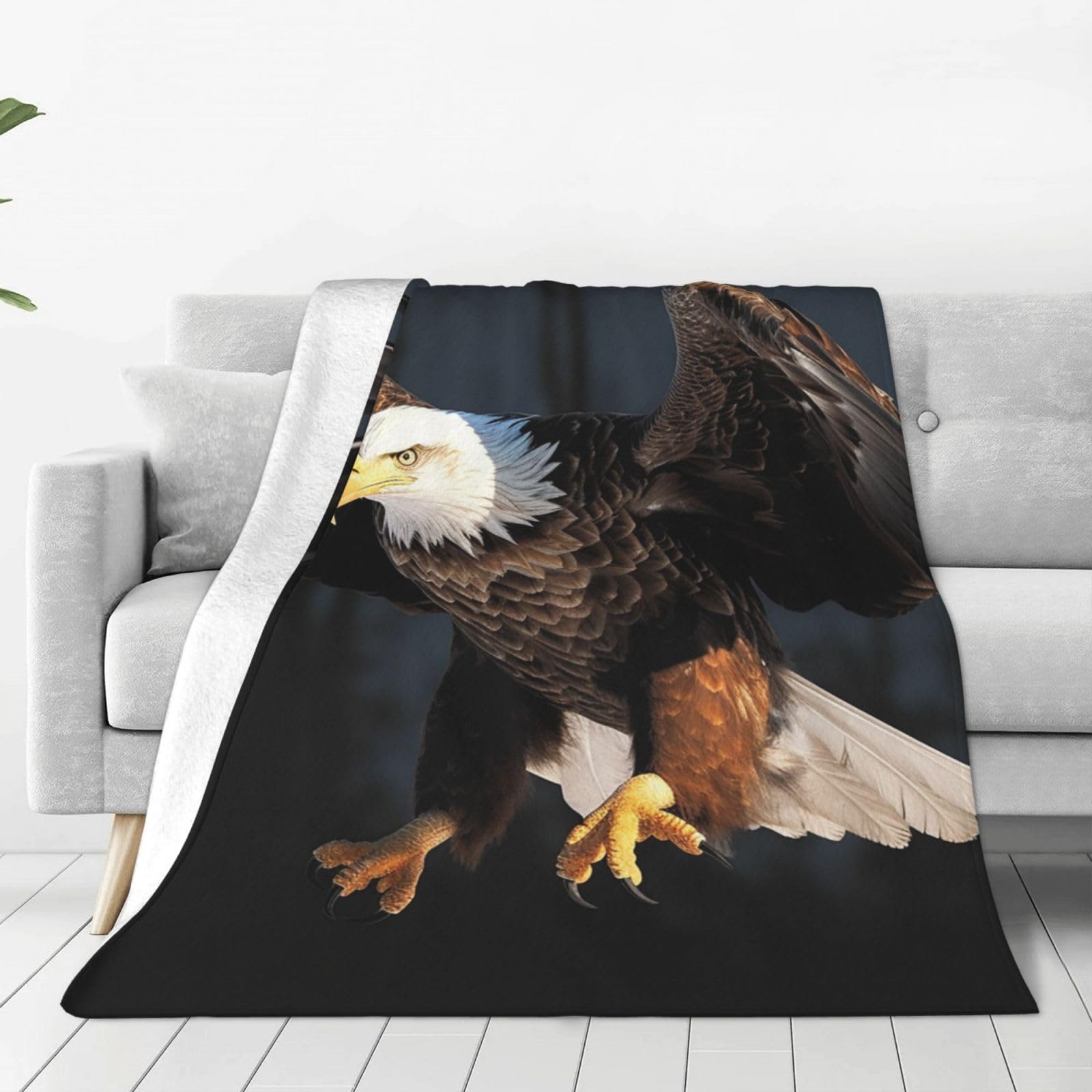 KLOPH Bald Eagle Throw Blanket 40"x30" Flannel Fluffy Warm Blanket for Couch, Reversible Plush Blankets for Bed, Comfy Fuzzy Blanket for Sofa, Plush Lightweight-Blankets for All Season