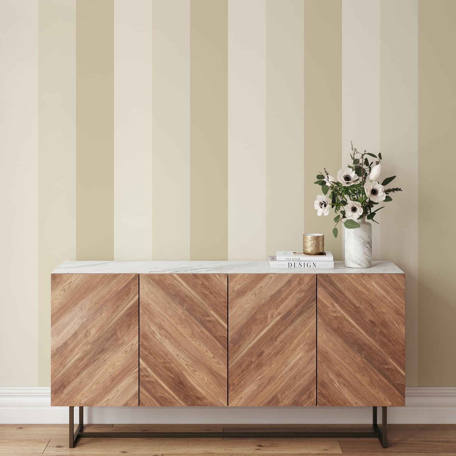 World Of Wallpaper Beige/Cream/Natural Stylish Stripe Wallpaper Free Pattern Match Matte Finish Textured Wallpaper For Living Room/Hallway/Bedroom In Af0018