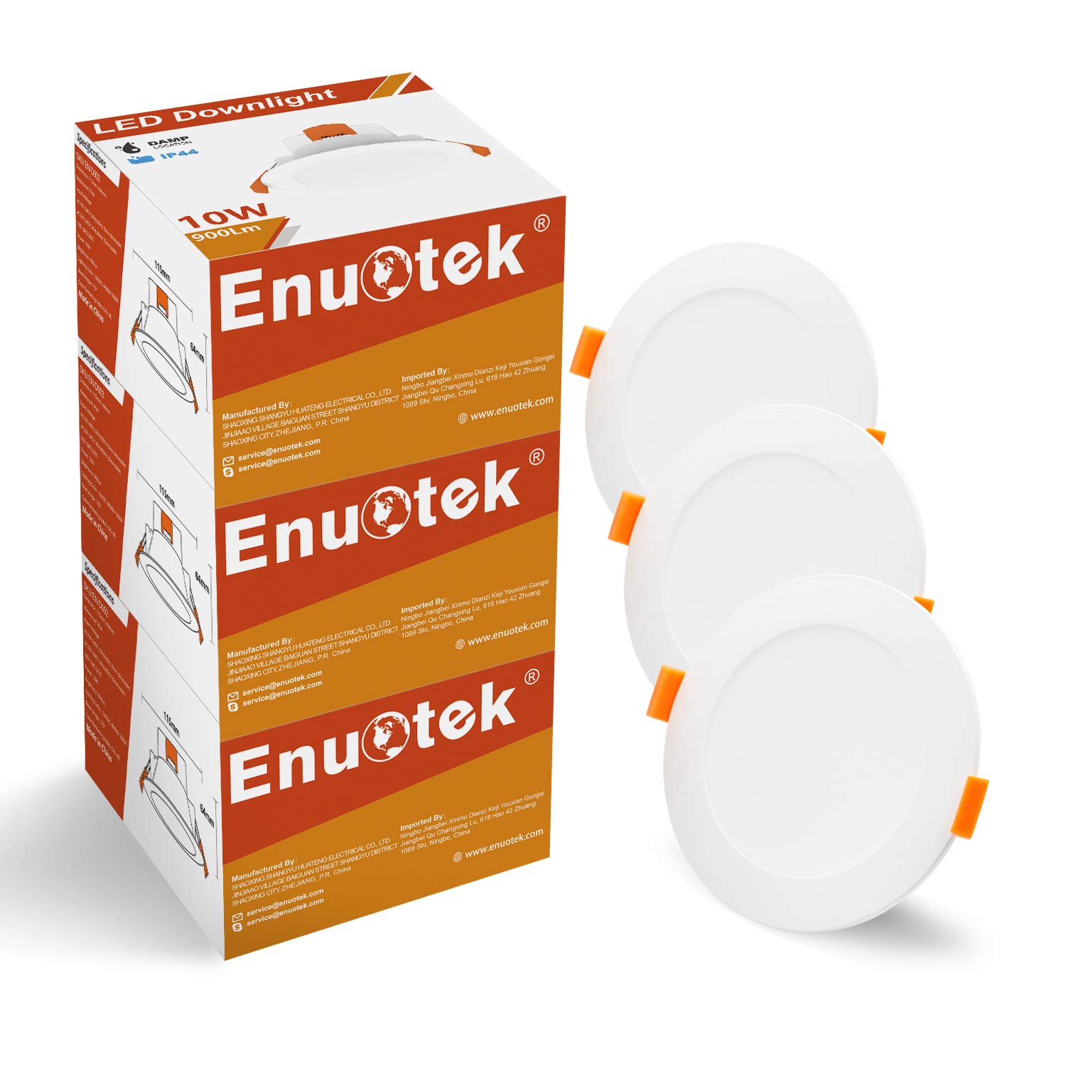 ENUOTEK Lamparas Plafones Focos Empotrables de Downlight LED de Techo Regulables 10W Luz Calida y Fria Ajustable 3000K 4000K 5000K 220V-240V Agujero del Techo ?90-105MM IP44 Lot de 3