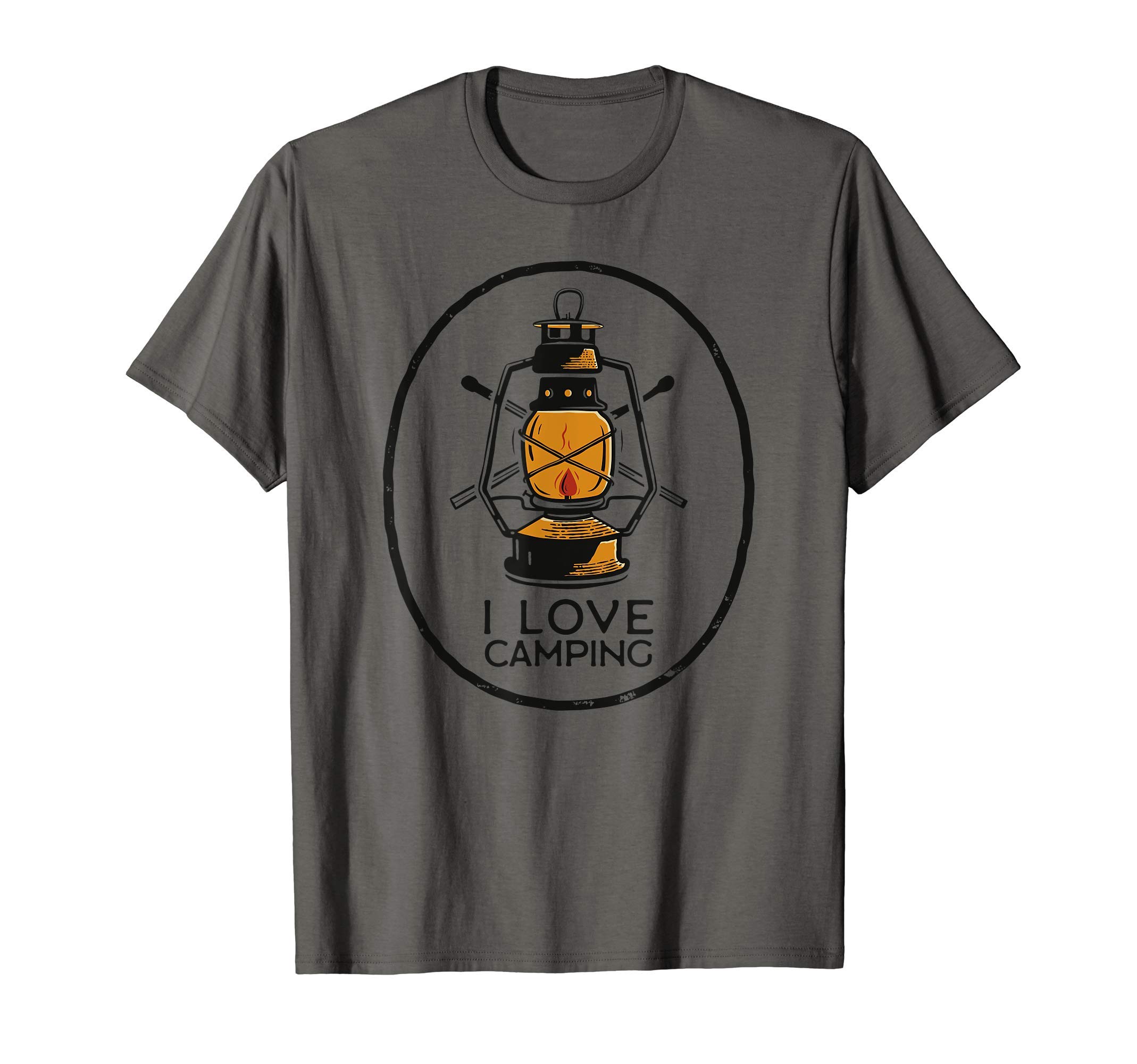 I Love Camping Text With Lantern T-Shirt