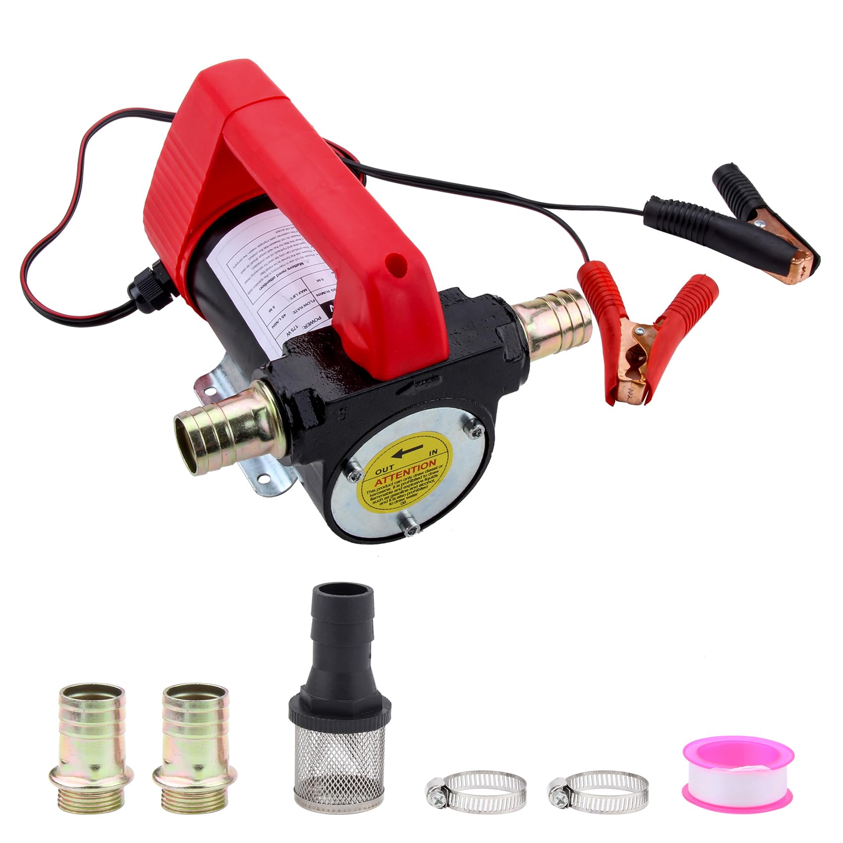 DOCAS 12V 175W Pompa Diesel Elettrica Pompa Gasolio Pompa di Trasferimento 45L/min Pompa Carburante Elettrica Pompa Aspirazione per gasolio, cherosene