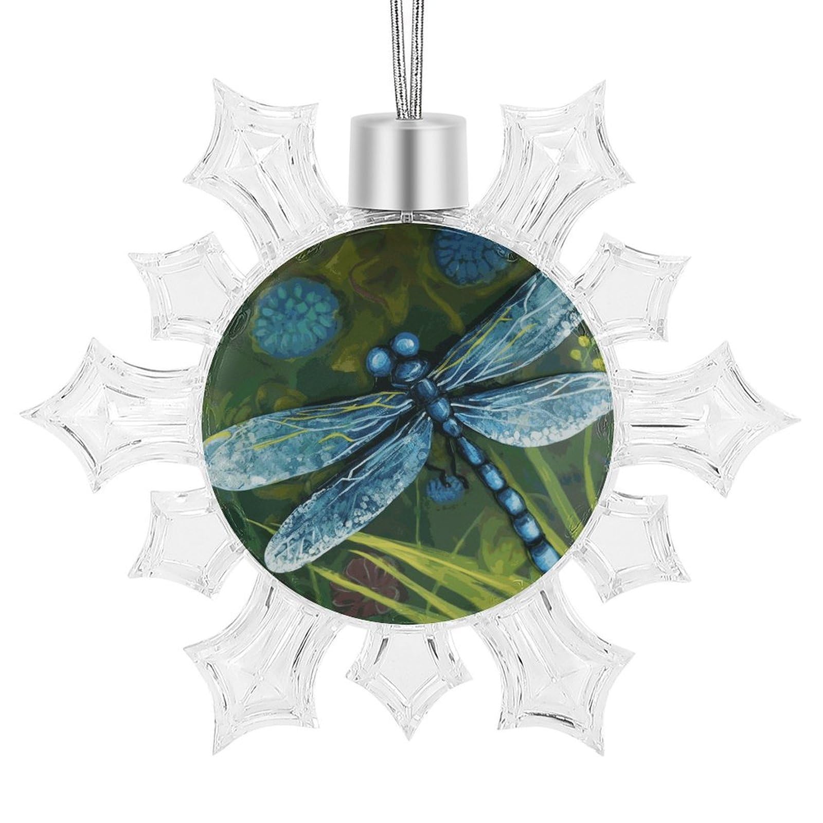 Hand Painted Blue Dragonfly Snowflake Ornaments Cute Snowflake Pendant Exquisite Christmas Tree Ornaments for Christmas Weddings New Year Birthday Holiday Celebration