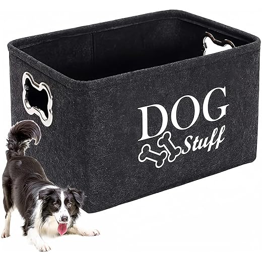 wpetle Dog Toy Bin Box Basket Storage，Pet Toy Basket Bin Box For Dog Toys，Dog Toy Baskets With Metal Handles - Collapsible Felt Pet Bin Basket For Dogs