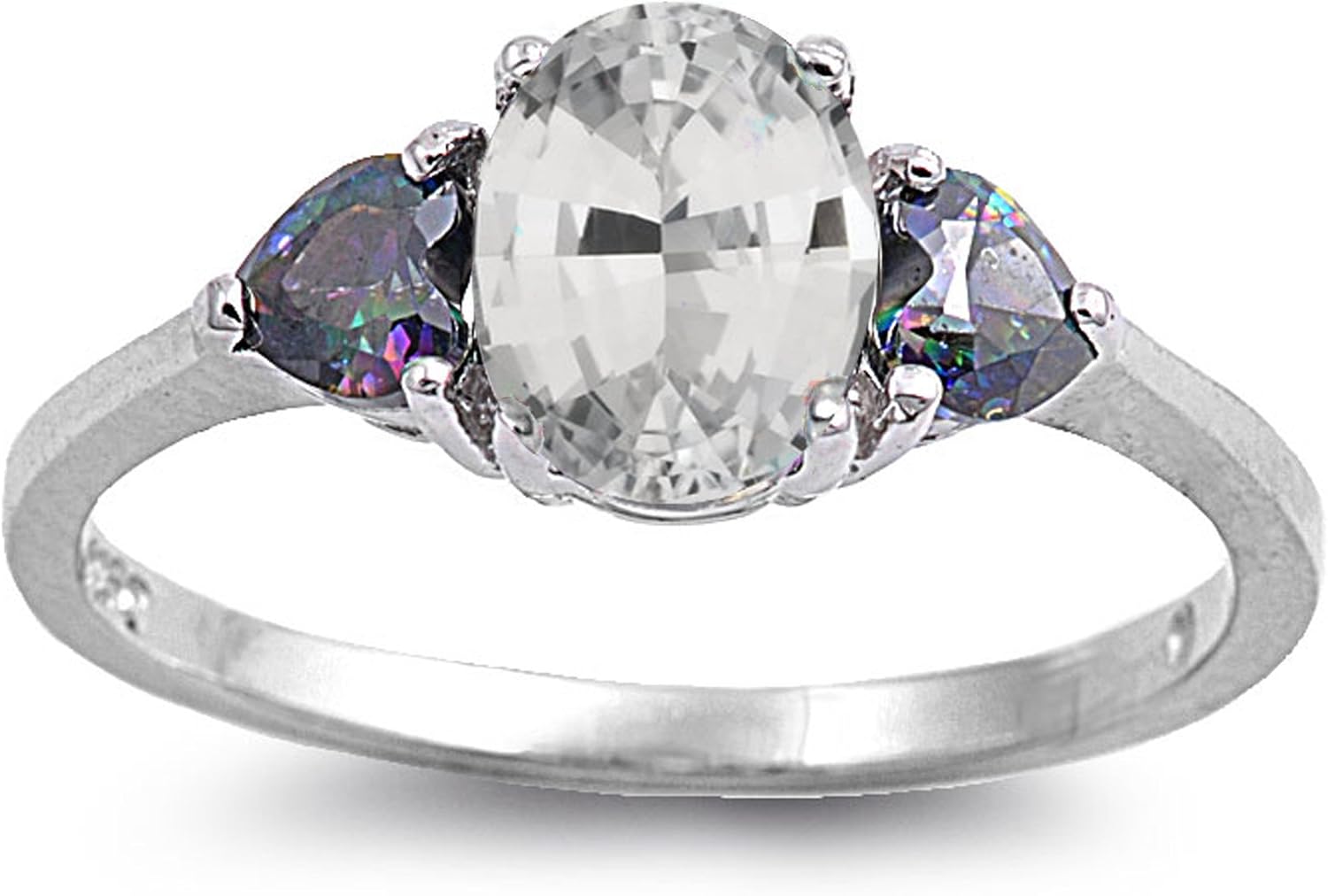 CHOOSE YOUR COLOR Sterling Silver Oval Accents Ring