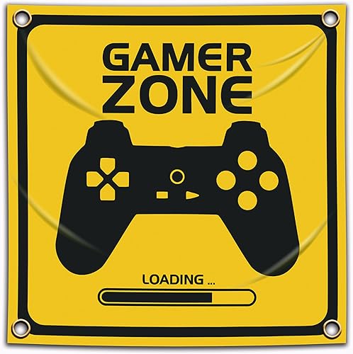 Bradykin Tapiz gamer Zone Banner Flag Gaming Wall Tapestry Videojuegos Decoración del hogar 3 x 3 pies Arte colgante Dormitorio Divertido Póster