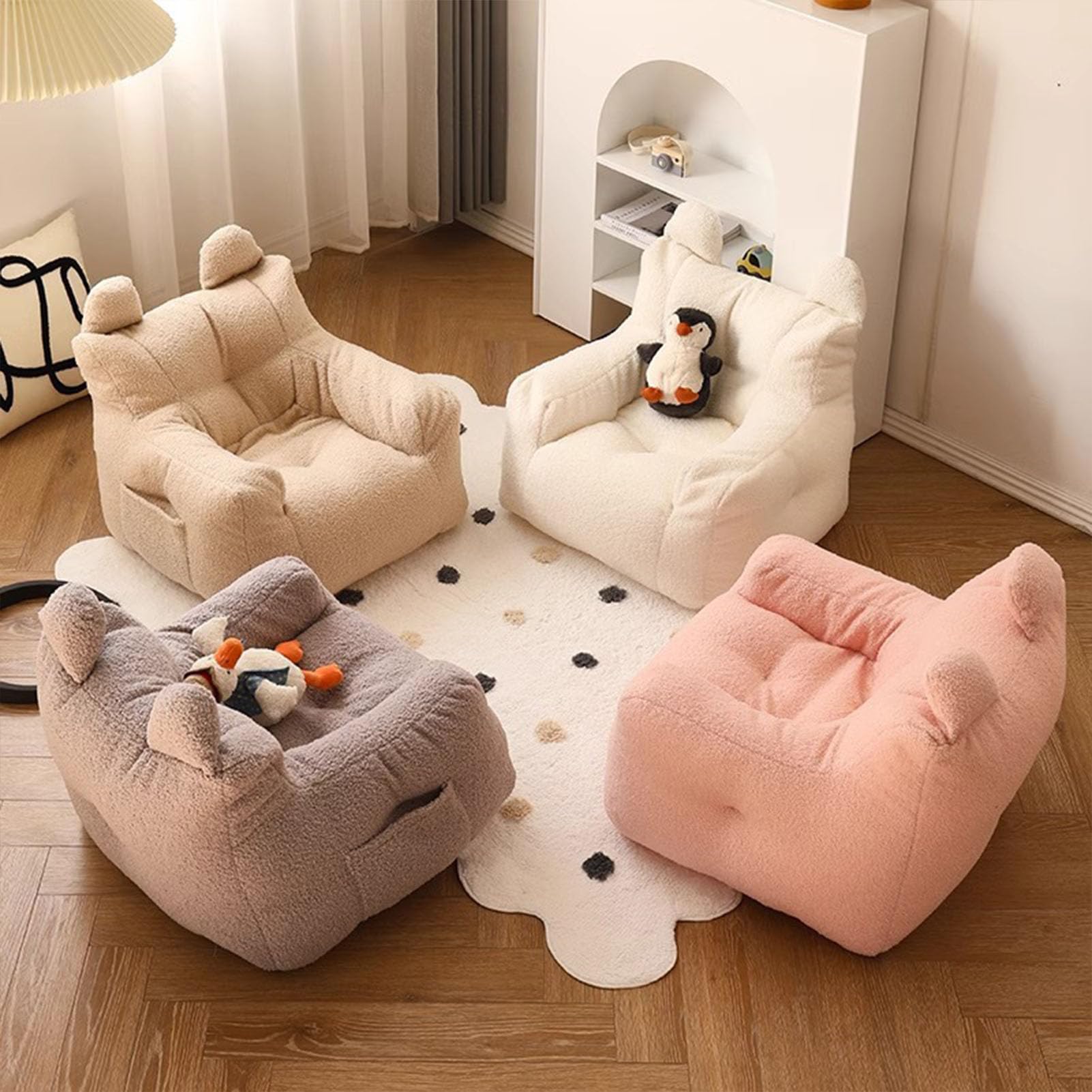 Sillón Puff para niños | Sofá sillón Infantil de Felpa con Relleno Incluido | Asiento Ligero para el Suelo, Ideal para la habitación o la Sala de Juegos (Brown)