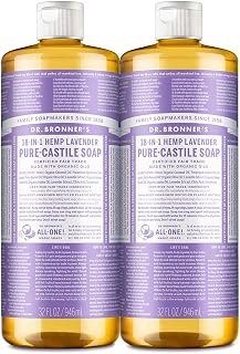 Dr. Bronner’s - Pure-Castile Liquid Soap (Lavender, 946 mL, 2-Pack) - Made with Organic Oils, 18-in-1 Uses: Face, Body, Hair, Laundry, Pets and Dishes, Concentrated, Vegan, Non-GMO