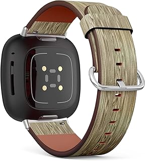 CJBROES Replacement Leather Watch Band, Compatible with Fitbit Versa 3 and Fitbit Sense of Wristband Bracelet Accessory - Dirty Wood