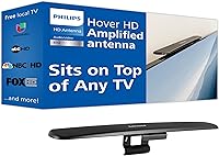 Philips Hover Amplified HD TV Antenna: 50-Mile Range, 4K 1080p Ready, Top-Mount Design for Free Local Channels