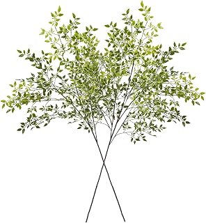 2Pcs Artificial Greenery Stems, 43.3" Fake Nandina Stems Plants Faux Twig Greenery Branches for Indoor Desk Office Shop Home Table Vase Spring Decor
