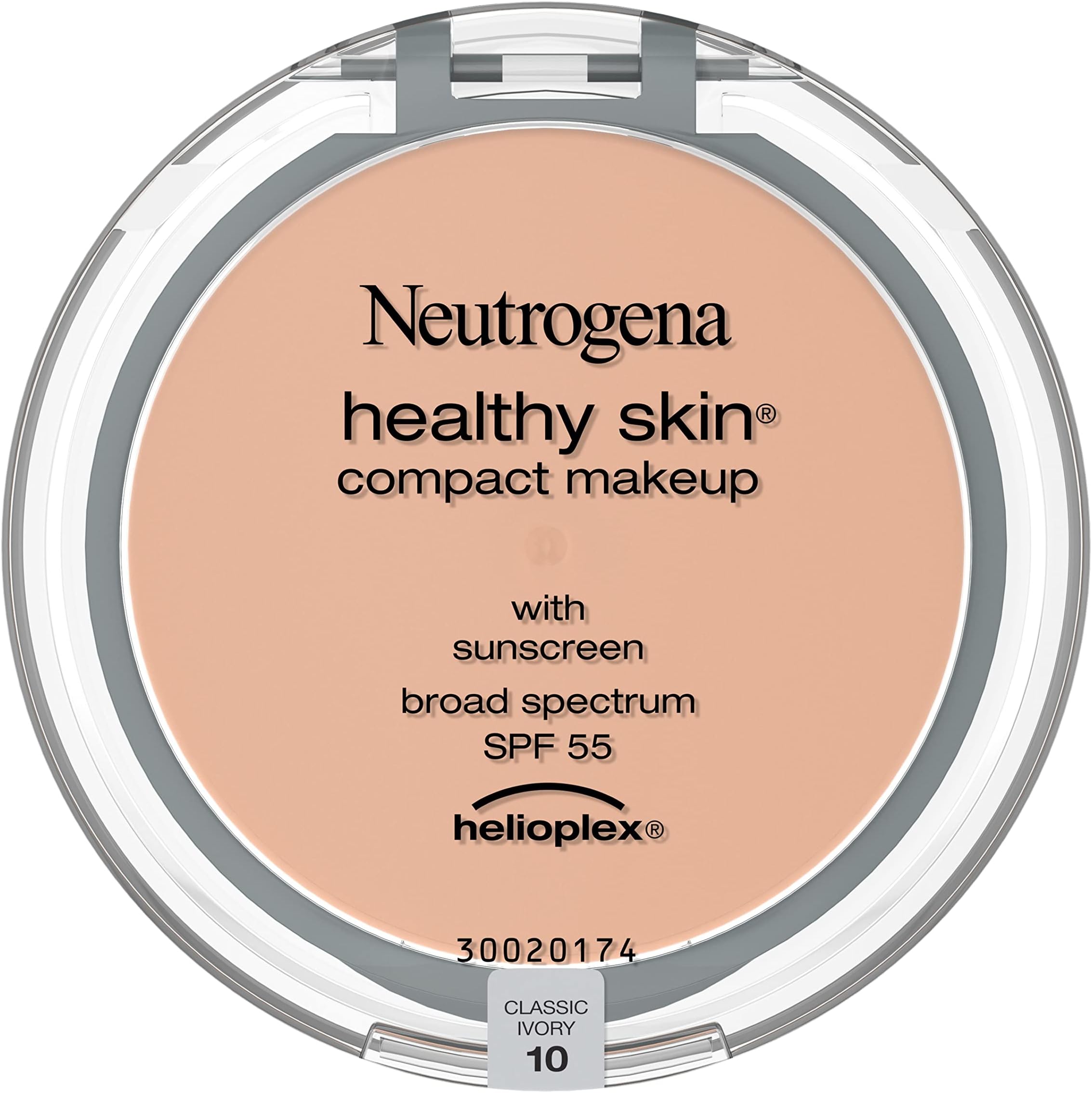 Neutrogena Healthy Skin Compact Lightweight Cream Foundation Makeup with Vitamin E Antioxidants, Non-Greasy Foundation with Broad Spectrum SPF 55, Classic Ivory 10,.35 oz