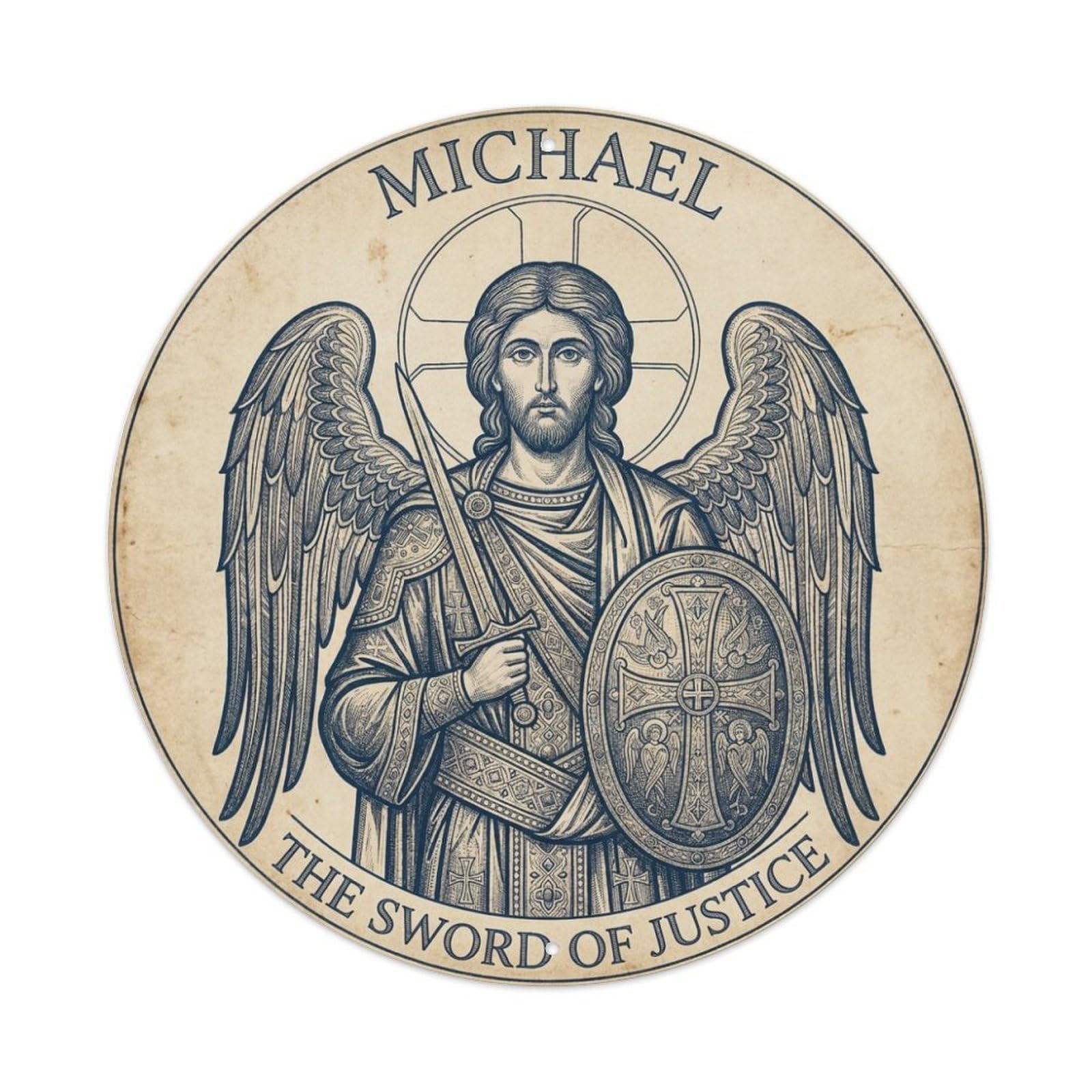 St Michael Archangel The Sword of Justice Holy Guardian Metal Tin Sign