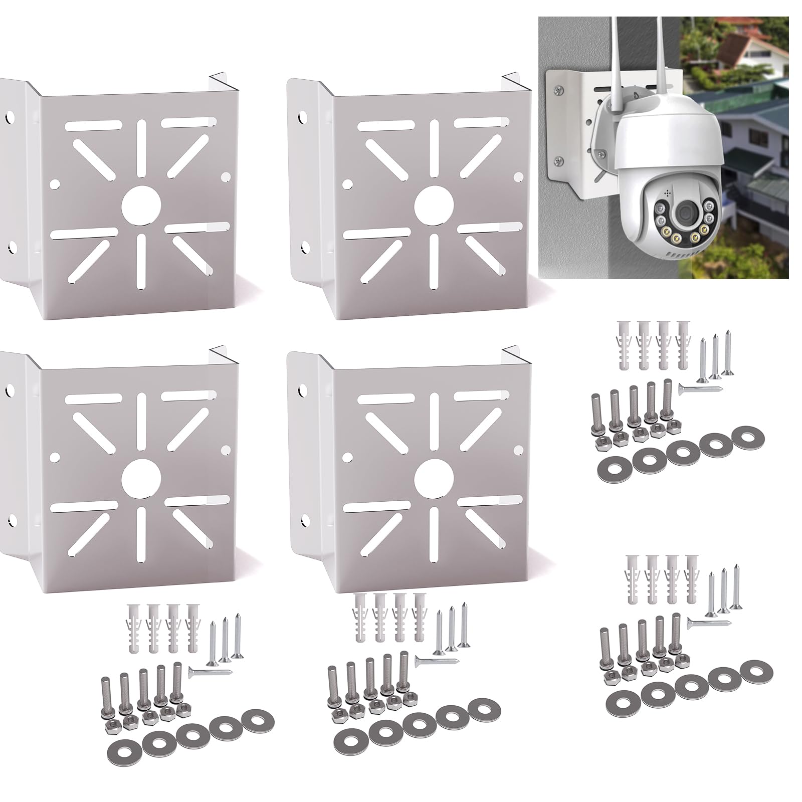 4er-Pack Eckhalterung für Überwachungskamera, Edelstahl, mit Hardware