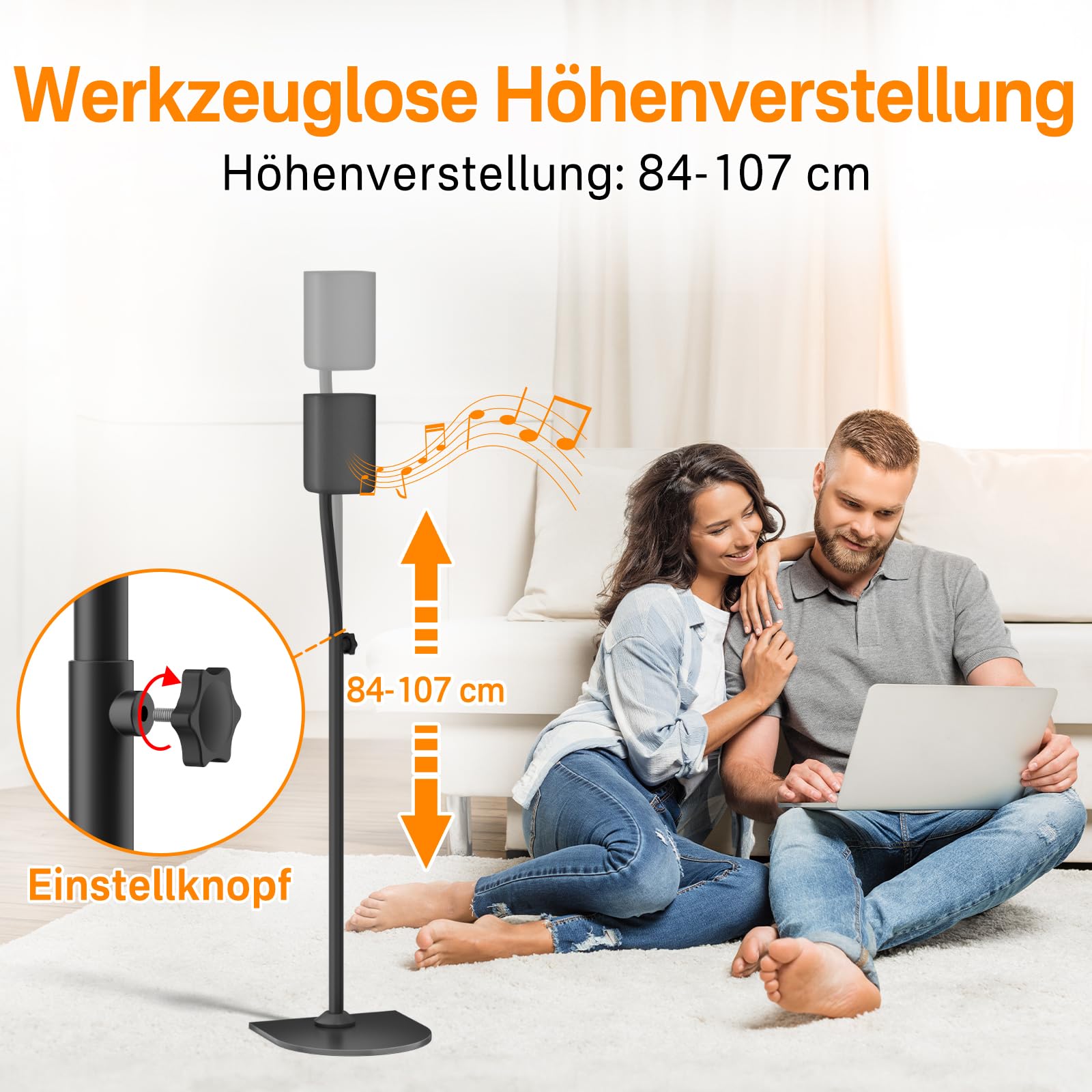Universal-Surround-Lautsprecherständer Paar Höhe erweitern 33„ bis 42“ - Hintere Lautsprecherständer für LG, Vizio, Sony, Samsung Die meisten kleinen Satelliten-Surround-Sound-Lautsprecherständer