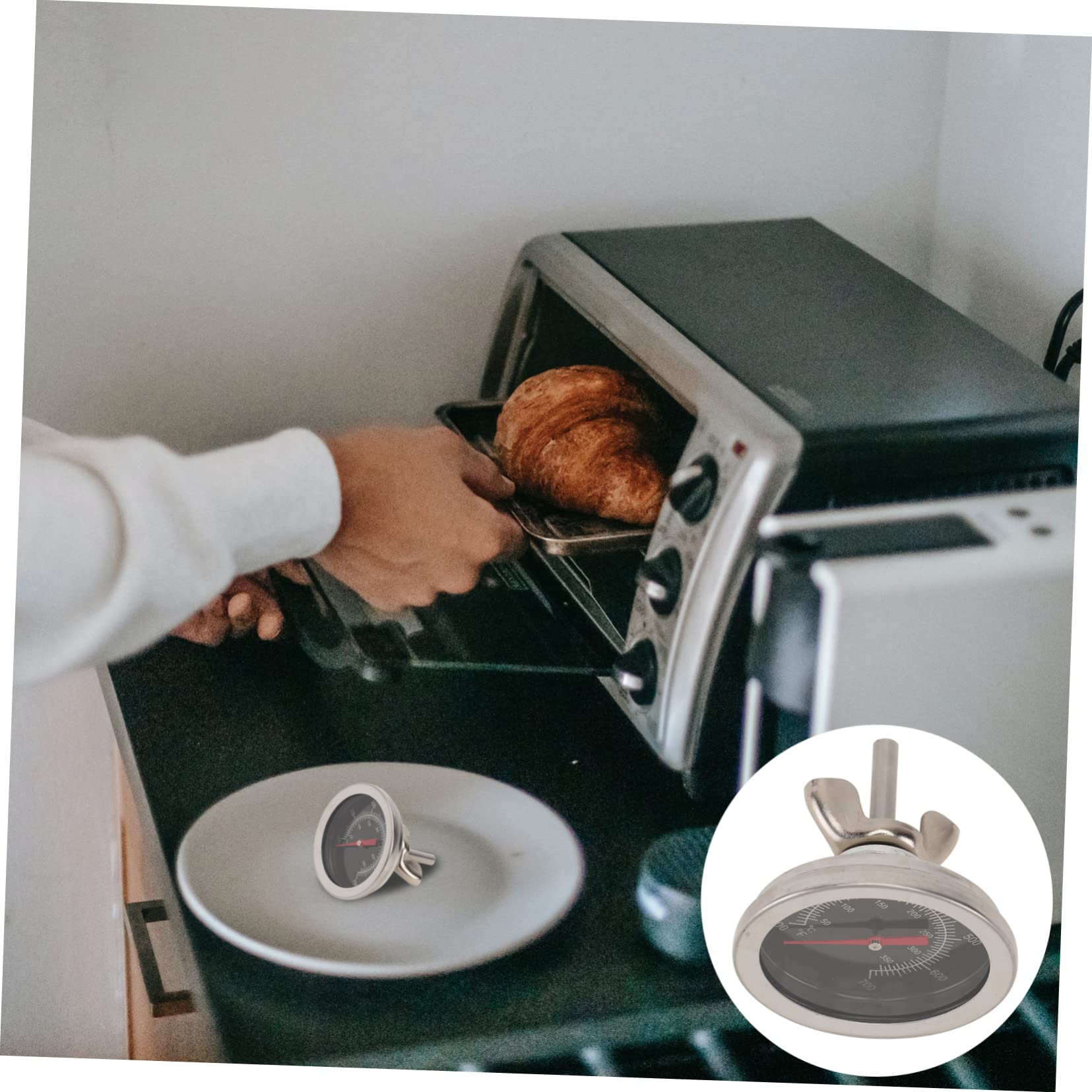 GRIRIW 1PC Reliable Stainless Steel BBQ Oven Thermometer High Precision Cooking Gauge for Home Kitchen Restaurant Use Scale Measurement