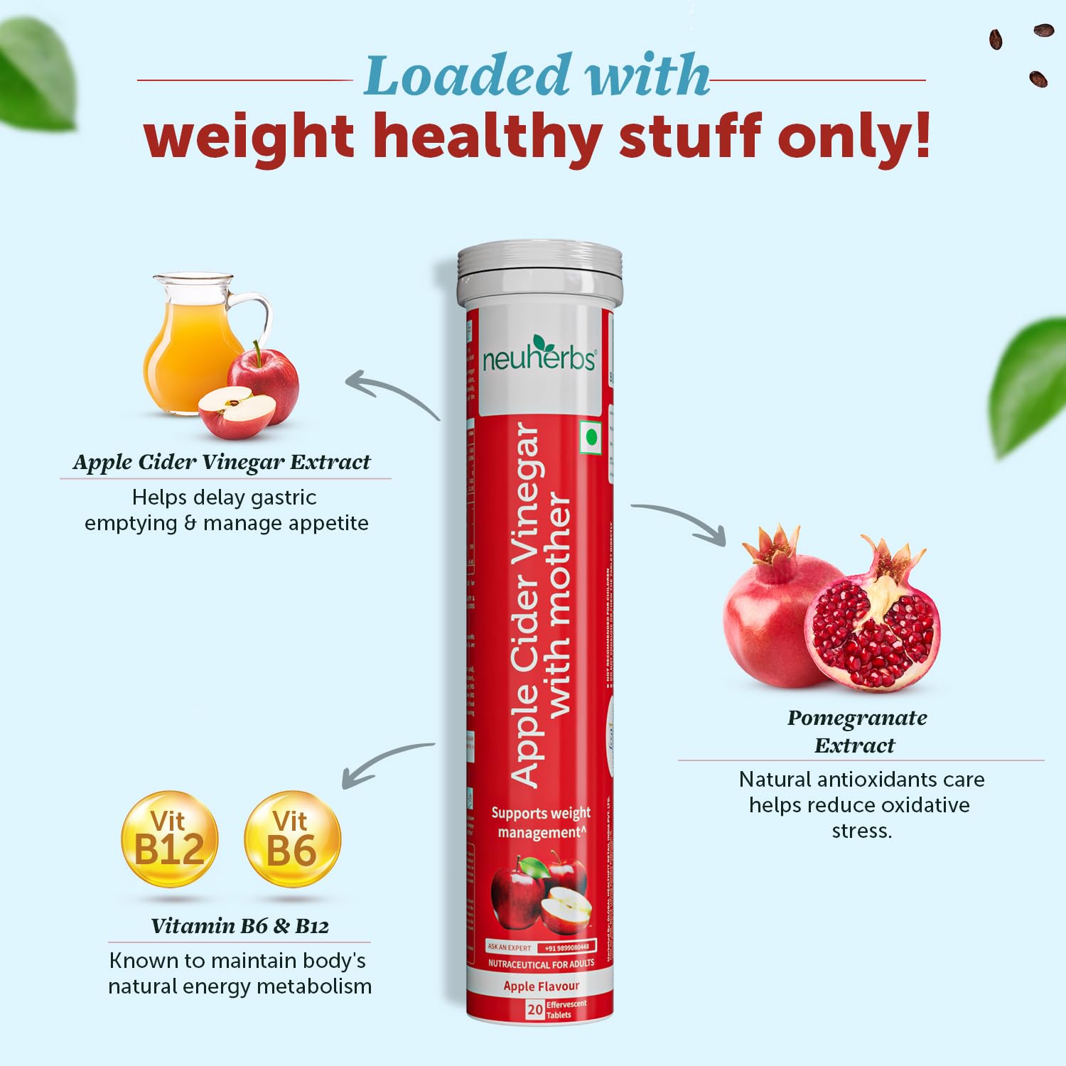 Buy Now Neuherbs Apple Cider Vinegar With Mother Effervescent Tablet...