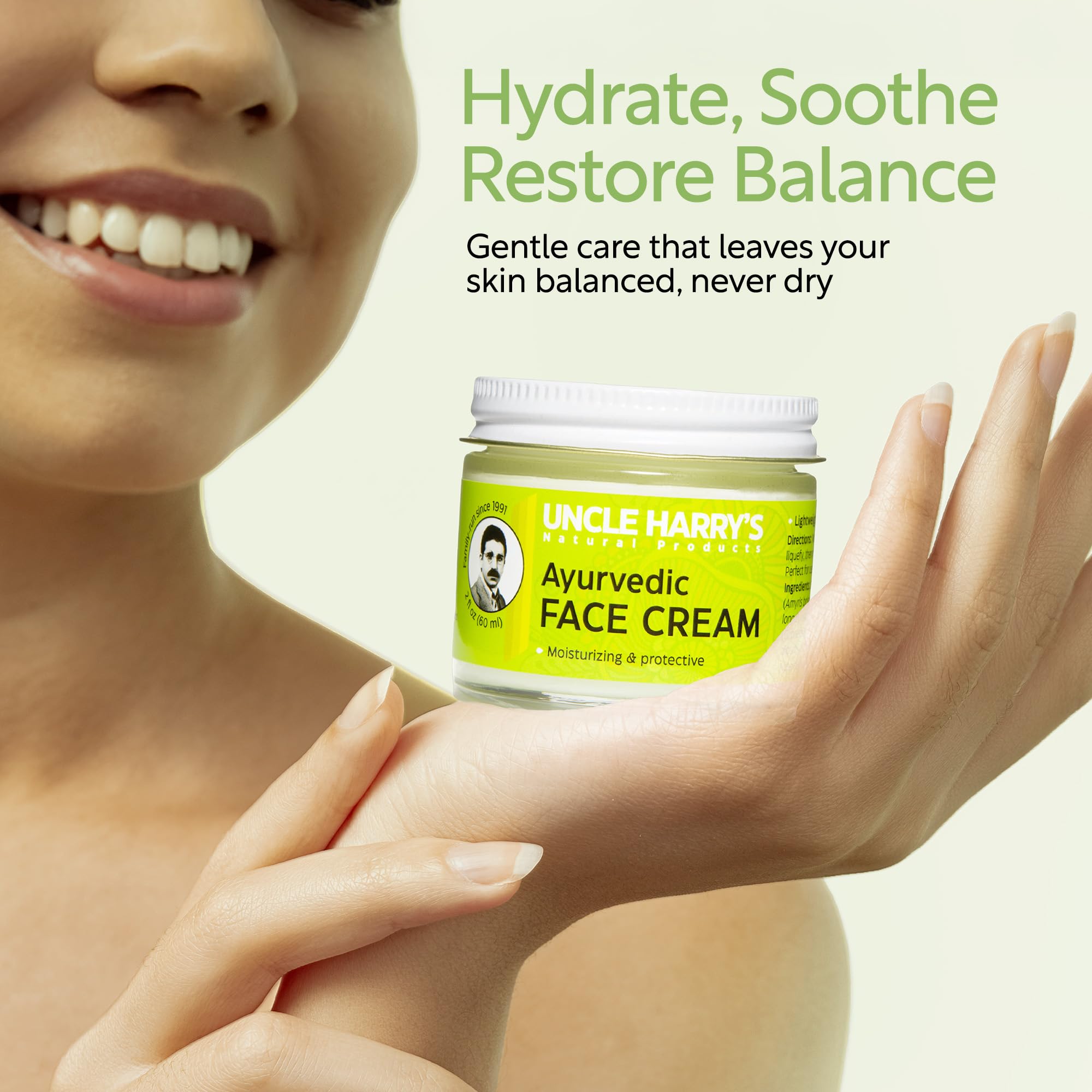 Uncle Harry's Ayurvedic Face Cream with Jojoba Esters and Essential Oils