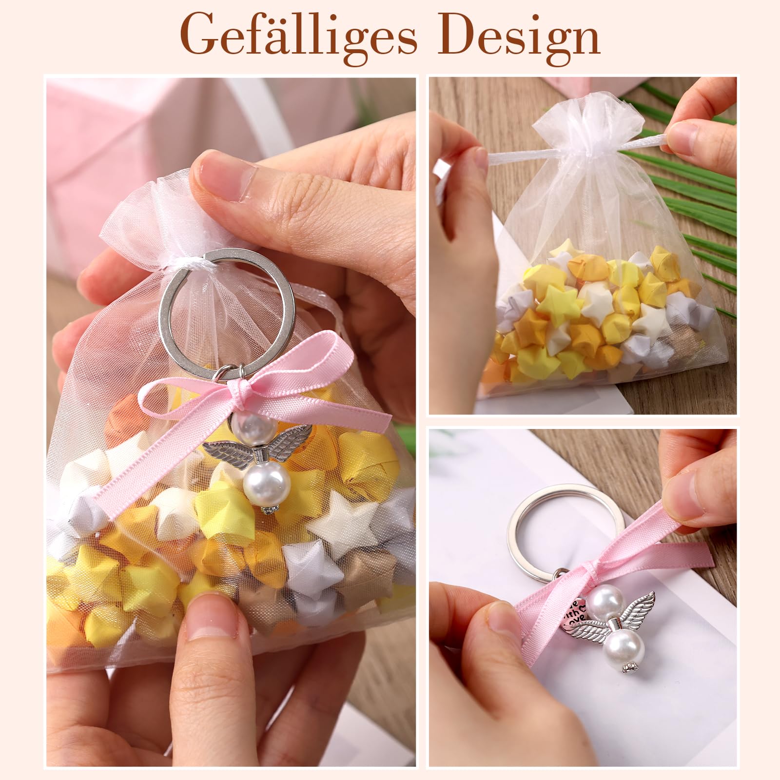 30 Sets Mini Porte Clé, Abeille Porte-clés,avec 30 Sacs En Organza Et 30 étiquette En Papier