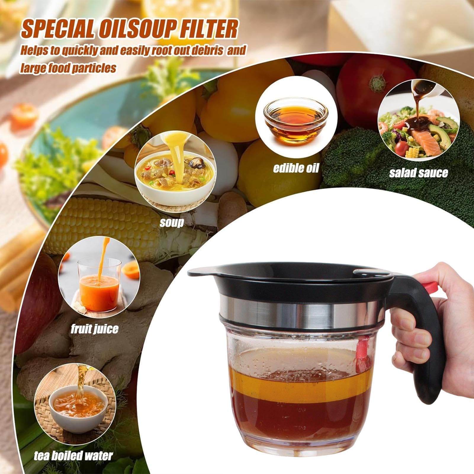 Separatore di grasso per salse, 1 l, per cucina, chef, carne, zuppa, olio, frittura, barbecue, cibo