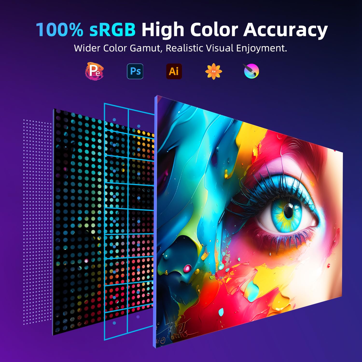 UPERFECT 17.3 Pollici 2K 144Hz Monitor Gioco Portatile con Schermo Opaco IPS Eye-Care 2560 * 1440 400 Nit Mini HDM Tipo C per Laptop PC PS4/5 Xbo Switch, Display Mobile Compatibile VESA