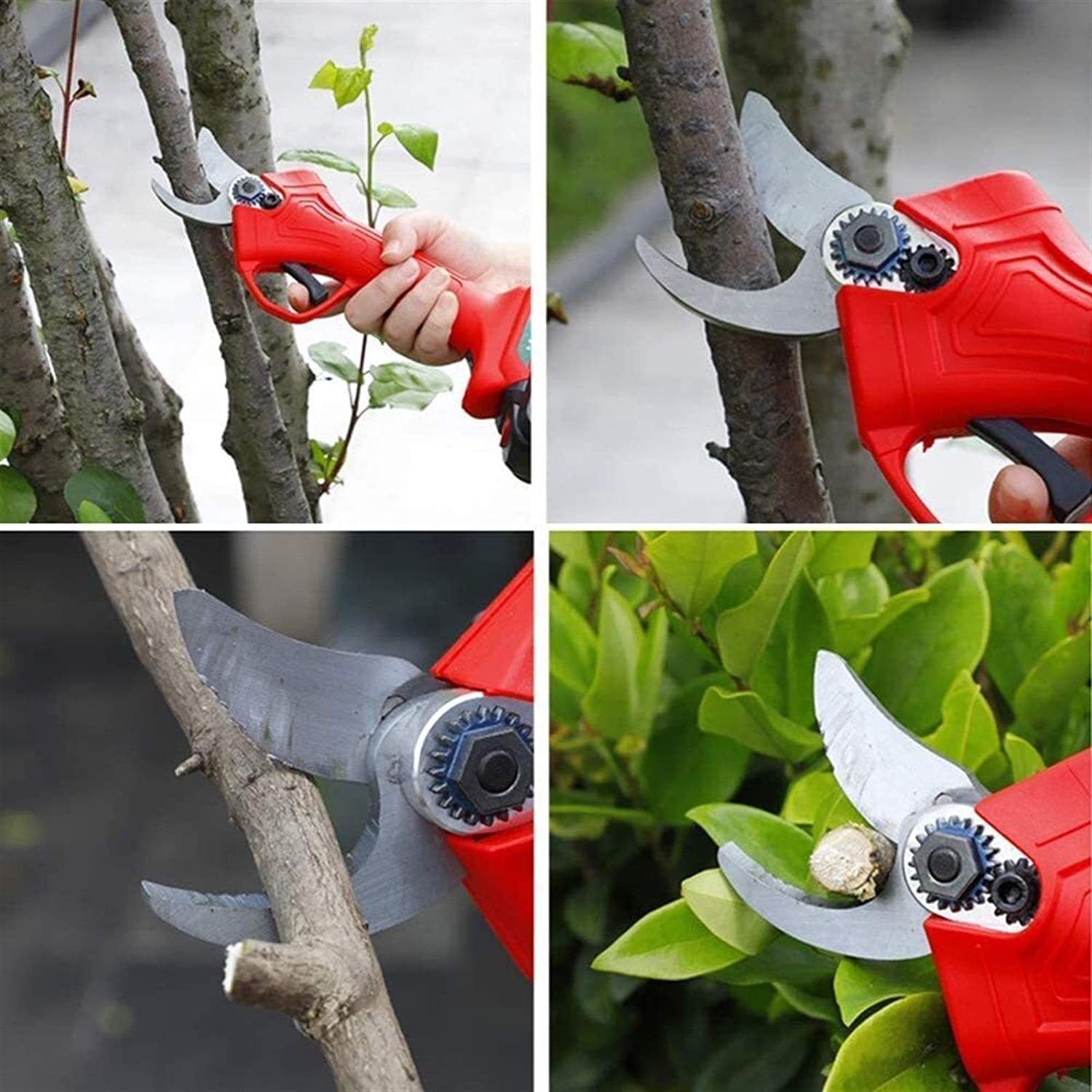 Forbici da potatura elettriche Professionali, Senza Fili, Ricaricabili, per Rami Alti e Spessi, 21 V, Forbici da Giardino con 2 batterie di Ricambio.
