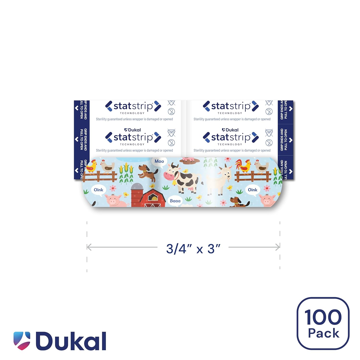 American White Cross Designer Adhesive Bandages, Sterile, Circus, 3 per 4" x 3", 100 per Box, 12 Box per Case (Pack of 1200)