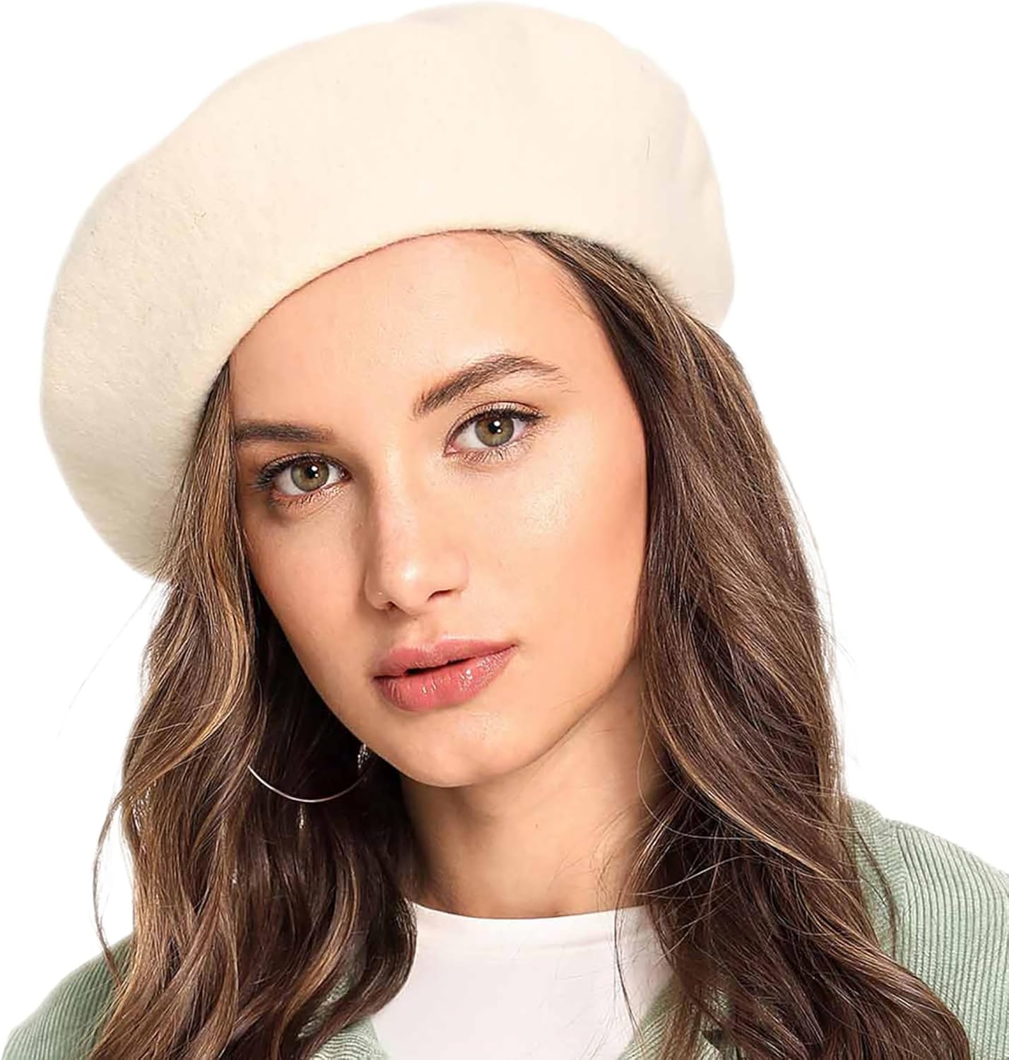 INOGIH Women's Wool Blend French Beret Hat - Stretchable Solid Beanie Cap, Warm Comfortable Winter Accessory