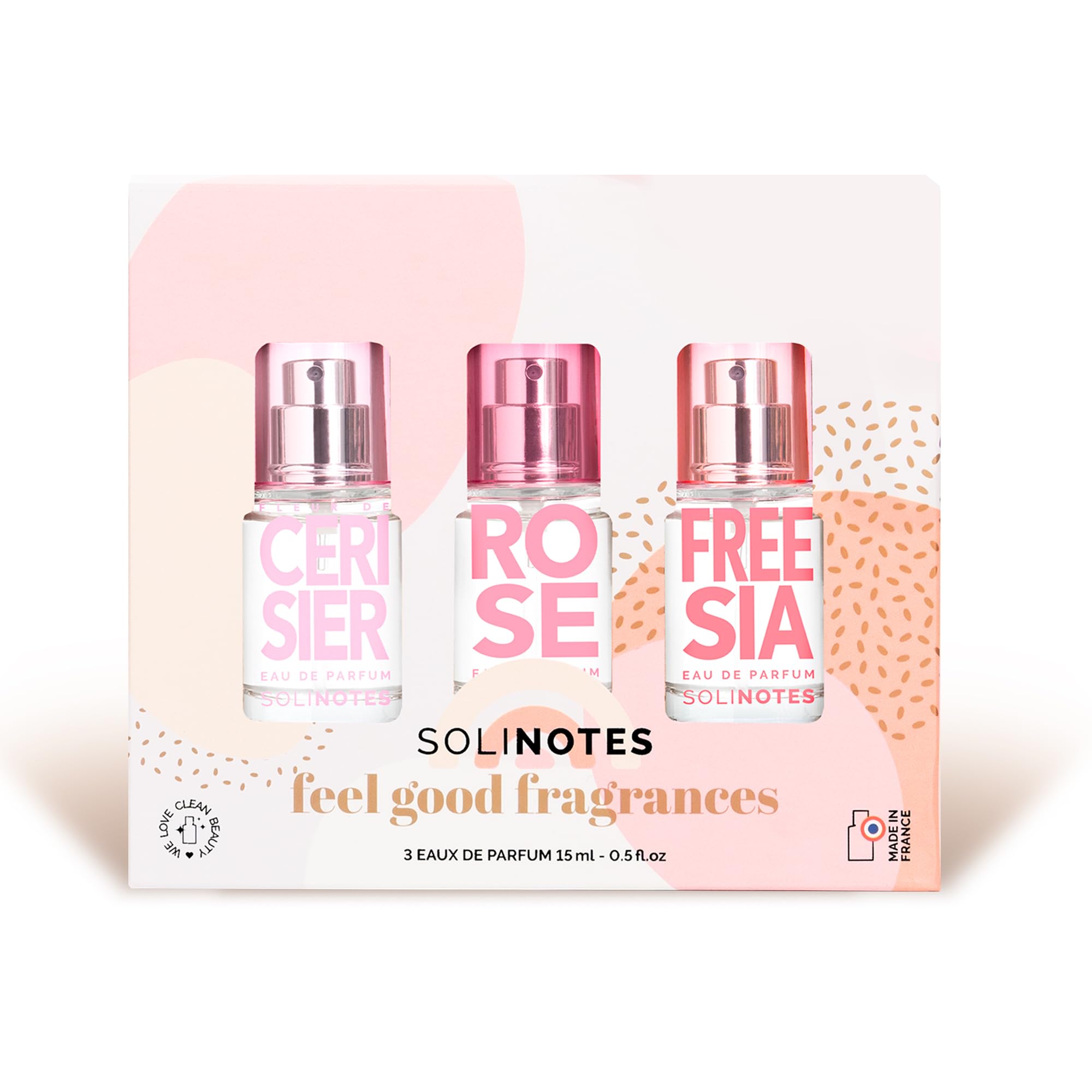 Solinotes Eau De Parfum Discovery Set – Cherry, Rose, Freesia Fragrance Gift Set di 3 flaconi spray profumanti per donne, note di sandalo, muschio, legno di cedaro, 15 ml