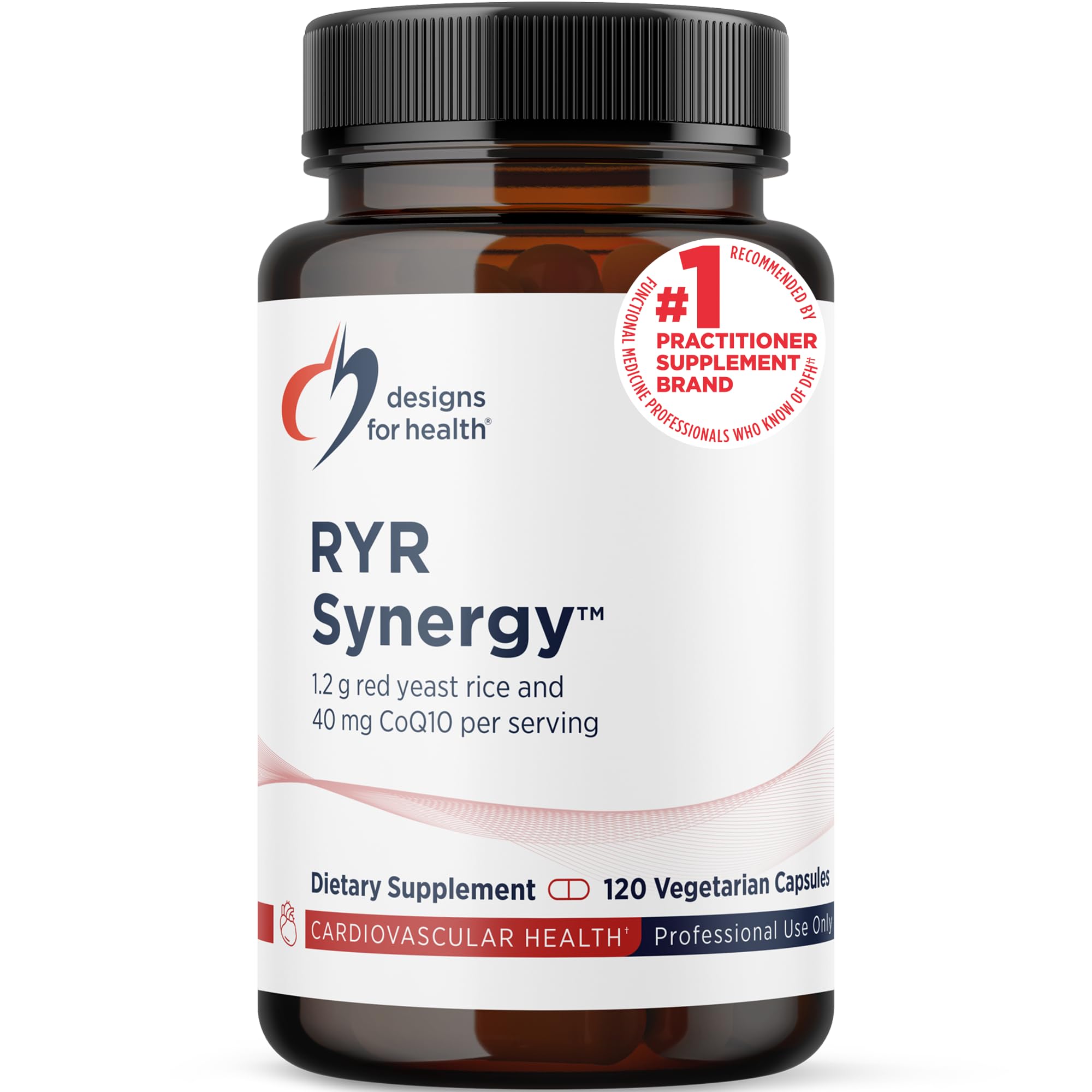 Designs for Health RYR Synergy, Red Yeast Rice Supplement, 120 Capsules Standard Packaging