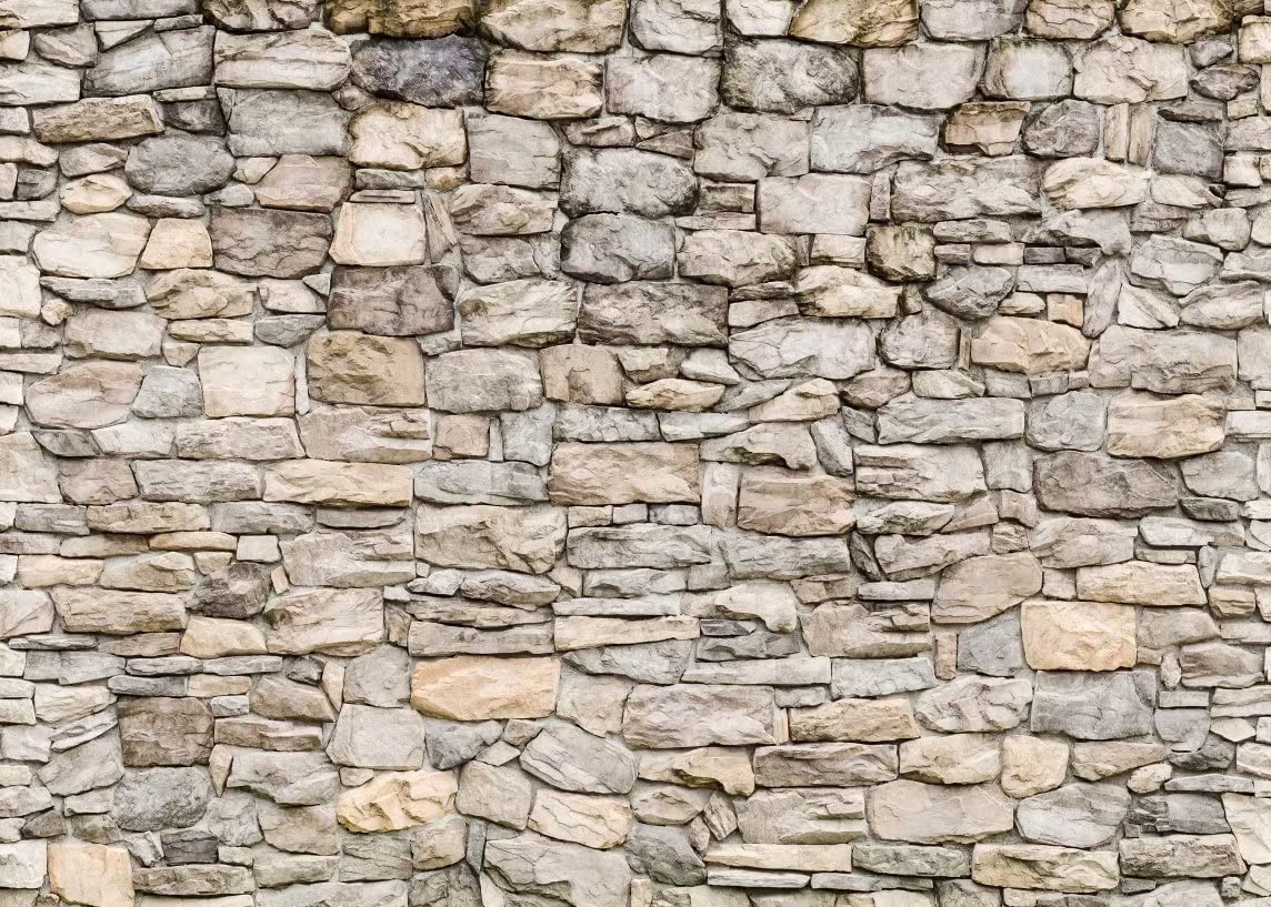 BELECO Stone Wall Photography Backdrop 9x6ft Fabric Vintage Brick Rock Stones Background Video Conference Stone Backdrop Birthday Wedding Party Decor